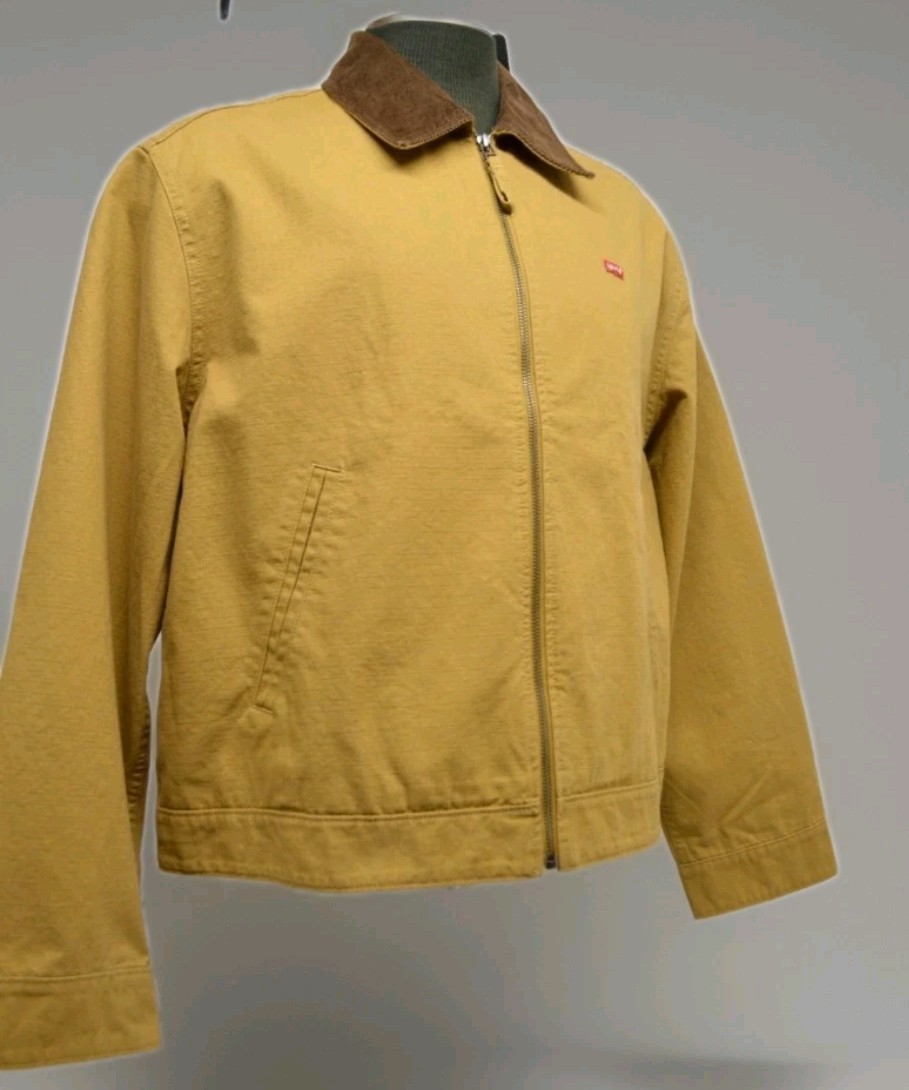Levi’s Men’s Workwear Jacket Tan Ripstop Corduroy Collar Full Zip Size M