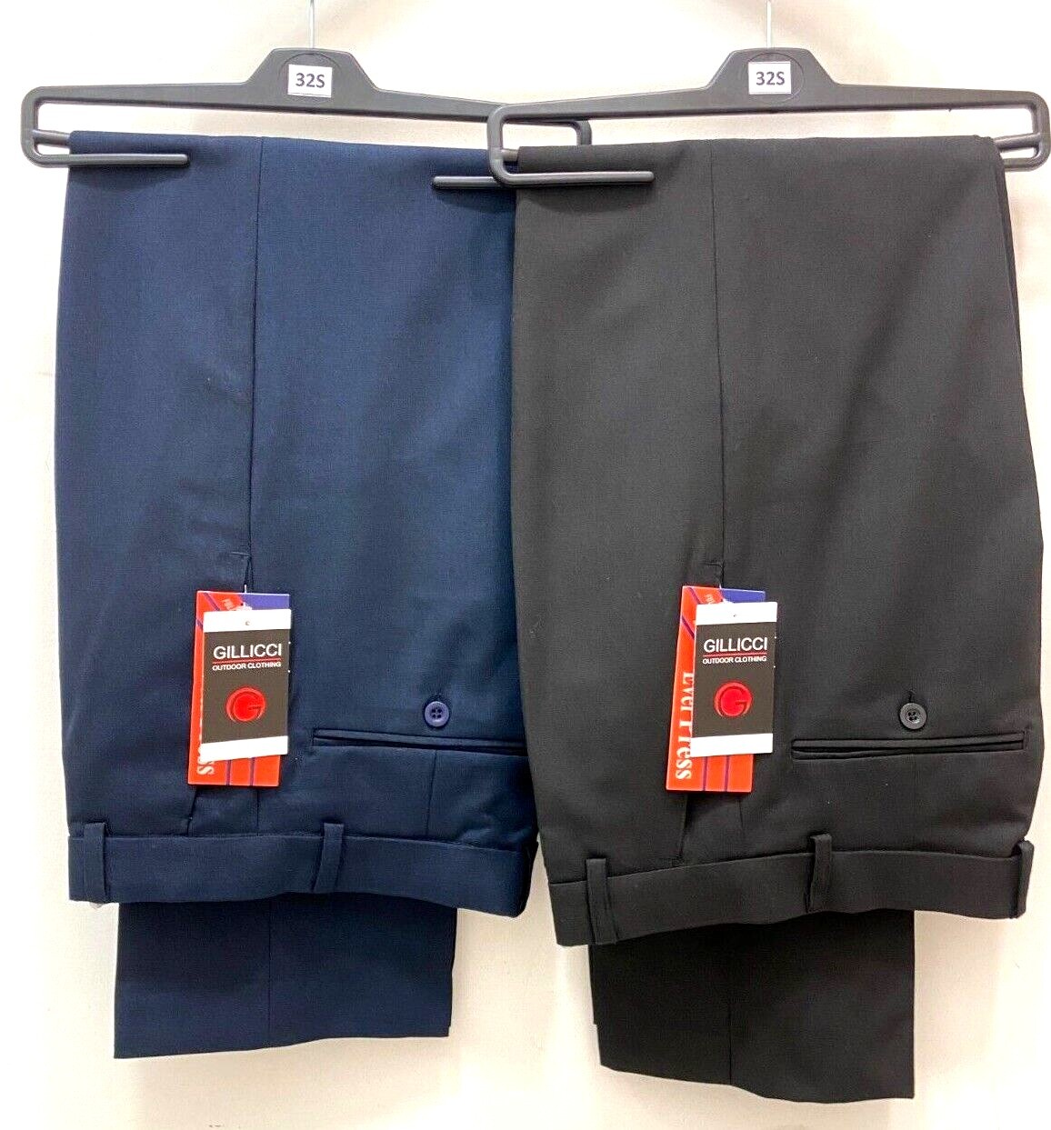 Men’s Gillicci Ever Press Smart Formal Work Trousers Short Leg Black Navy