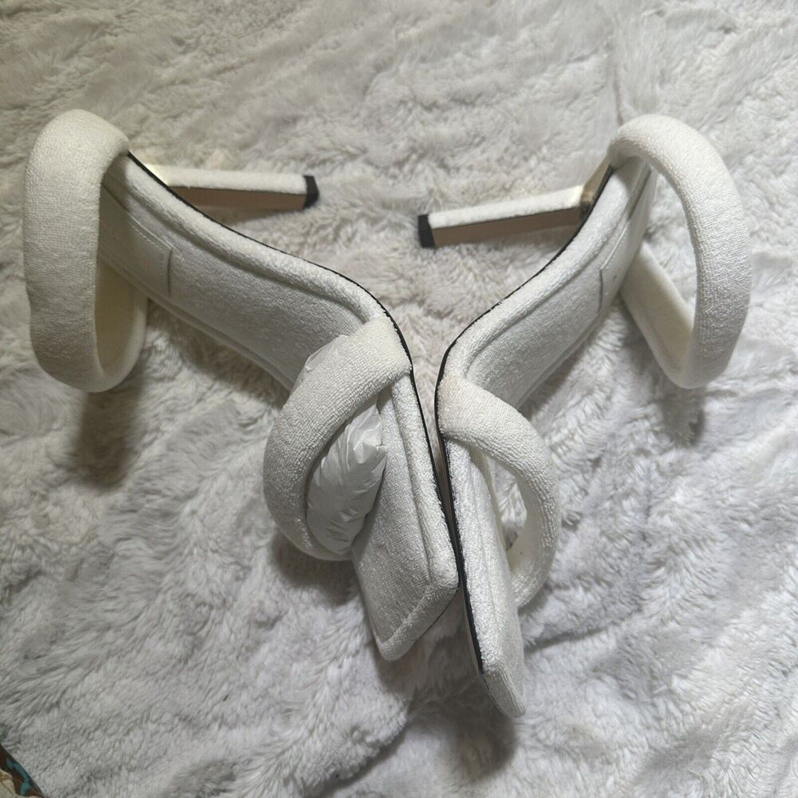 Good American White Terry Cloth Mule Sandals 4” Heel Size 11 NWT Resort