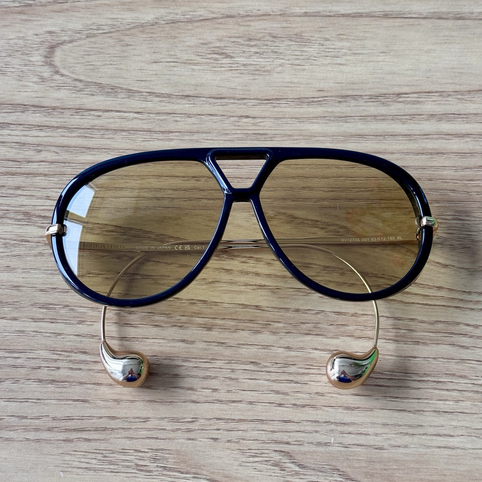 Bottega Veneta Eyewear Pilot Frame Sunglasses BV1273S 001 Yellow
