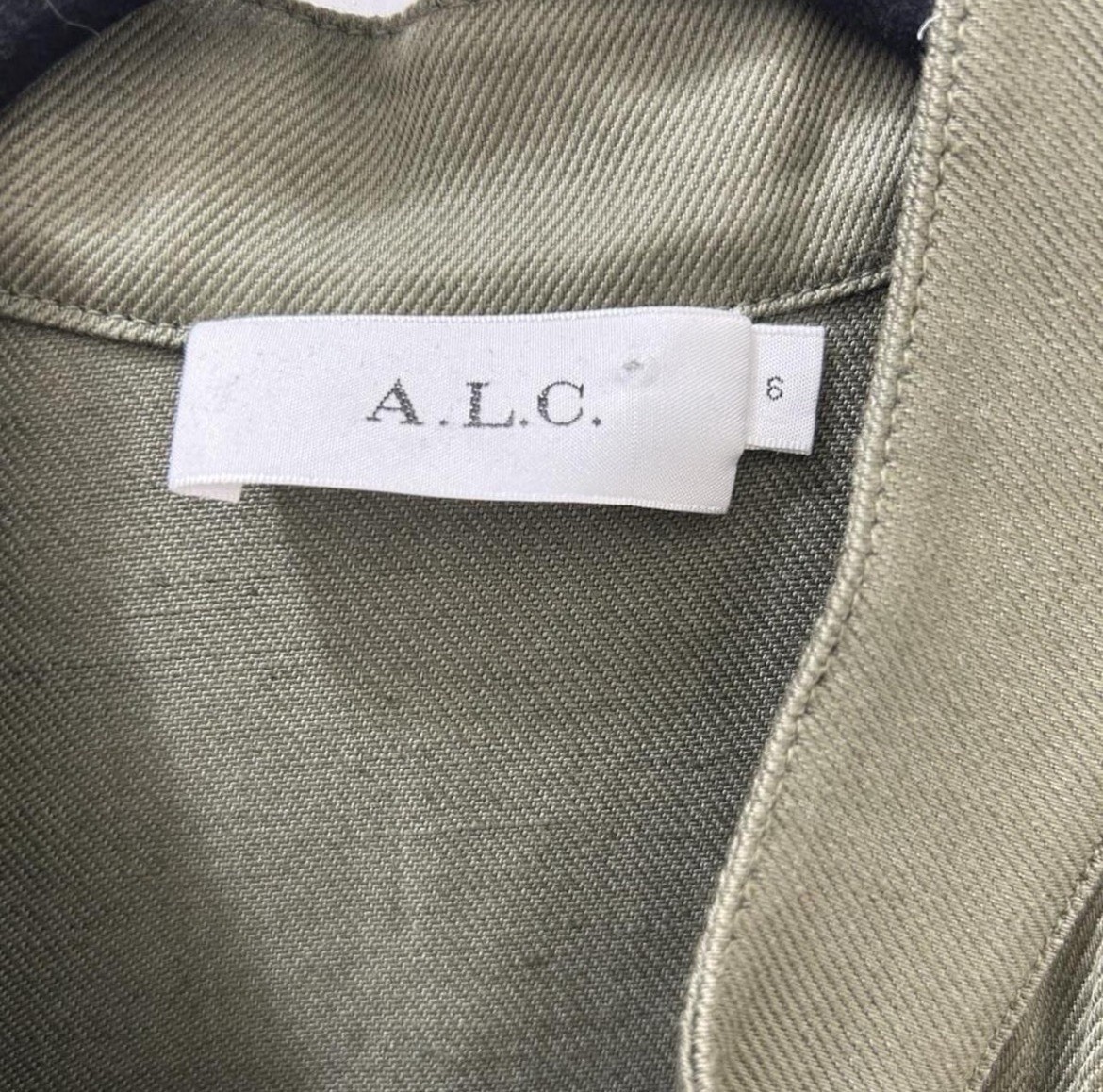 A.L.C. Green Collared Shirt Dress, Short Sleeve Belted Button Twill, 6