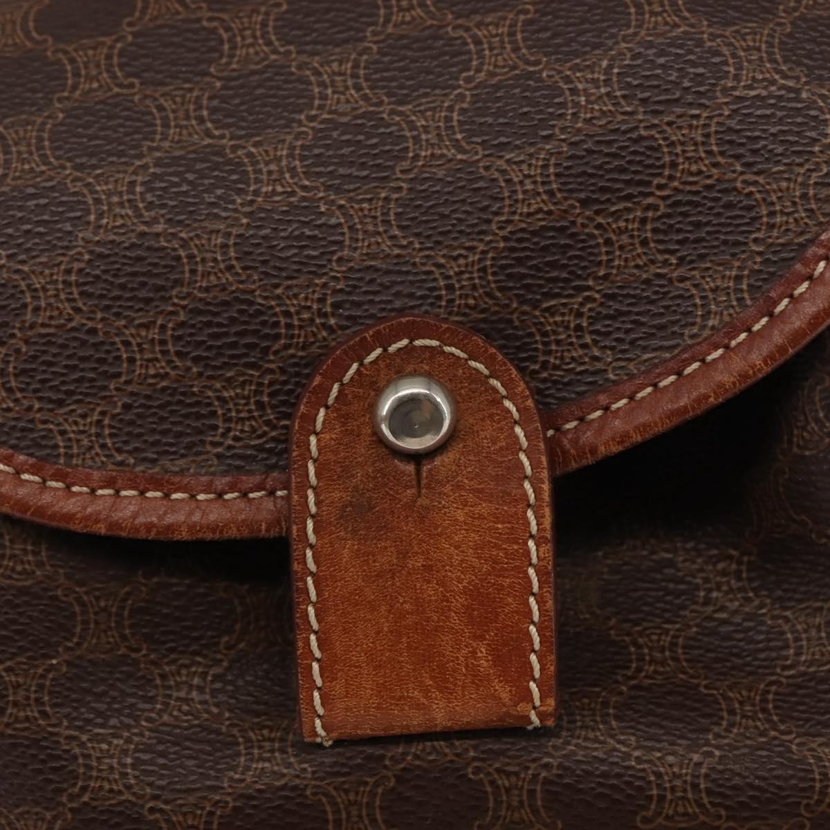CELINE Macadam Canvas Backpack PVC Leather Brown Auth BA6723