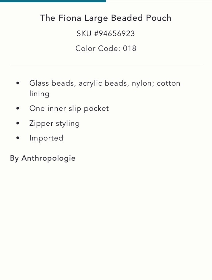 Anthropologie The Fiona Large Beaded Pouch White Black Graphic Veggie Print