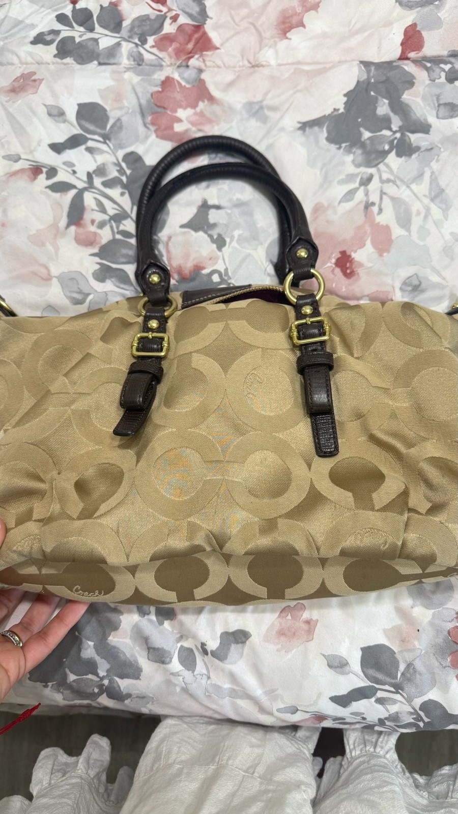 Coach Signature Khaki Tan Satchel Handbag F1220-21124