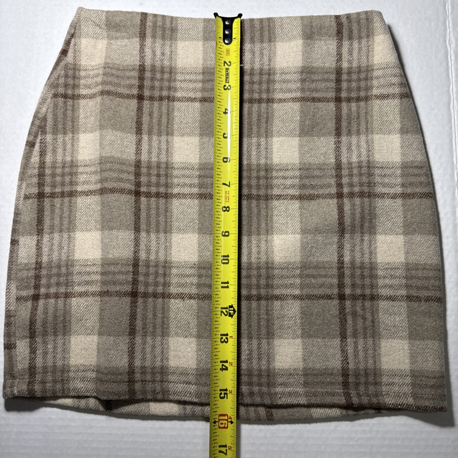 Plaid Slit Shein Womens Pull On Skirt Size XS Short Tan Brown Burgundy