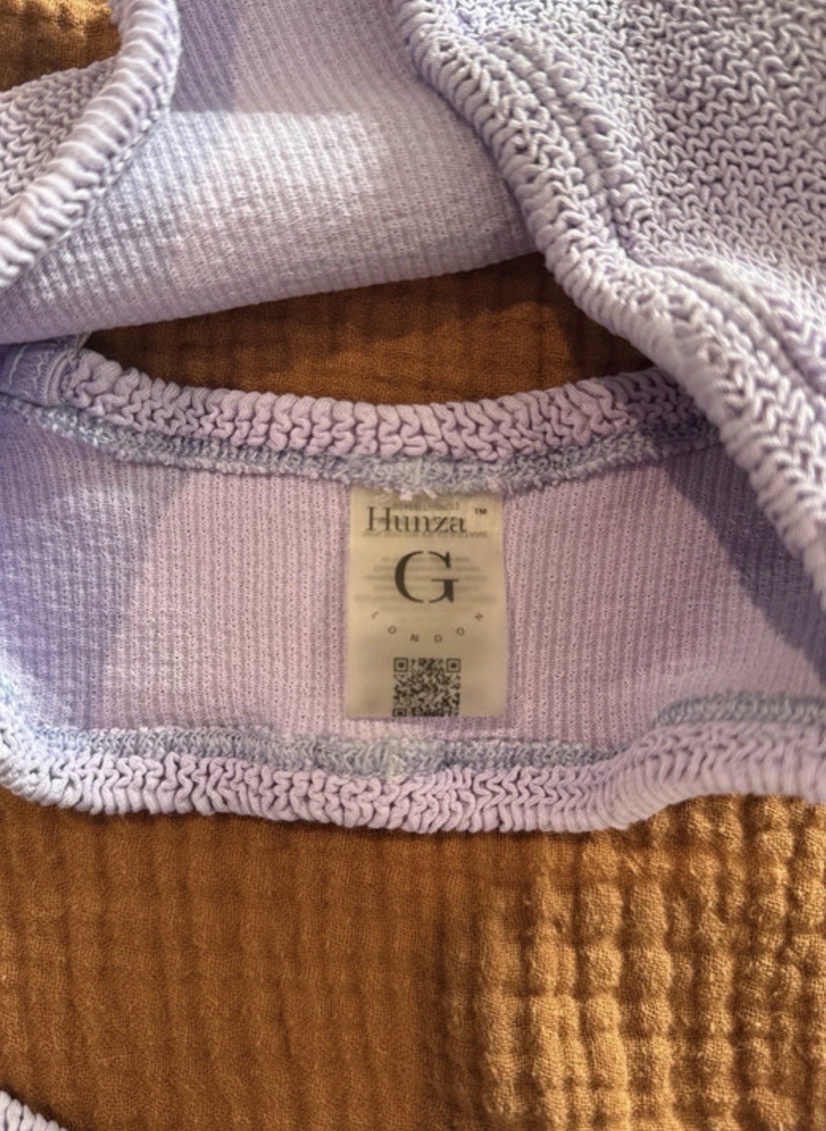 Hunza G Purple Stretch 2-Piece Bikini Set Spaghetti Strap Women’s Size S