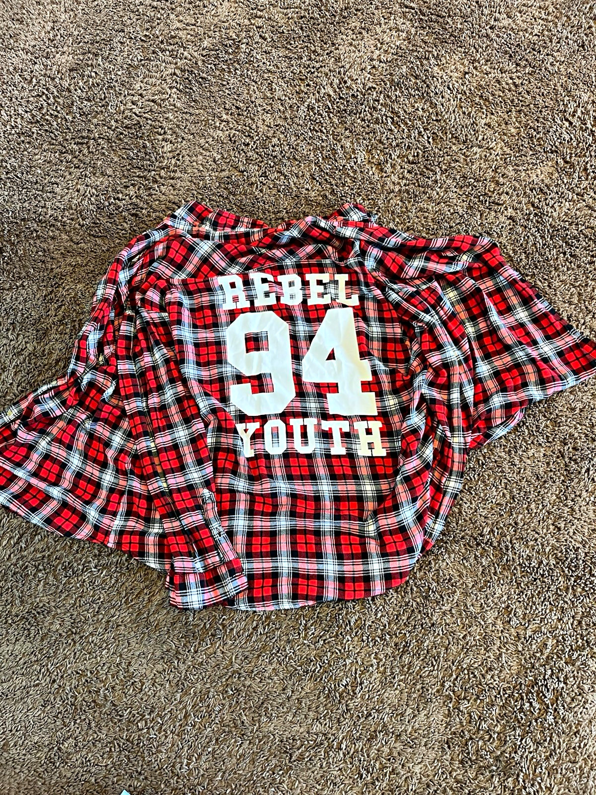 Divided Women’s Red Black White Plaid Long Sleeve Shirt Size 14 Regular