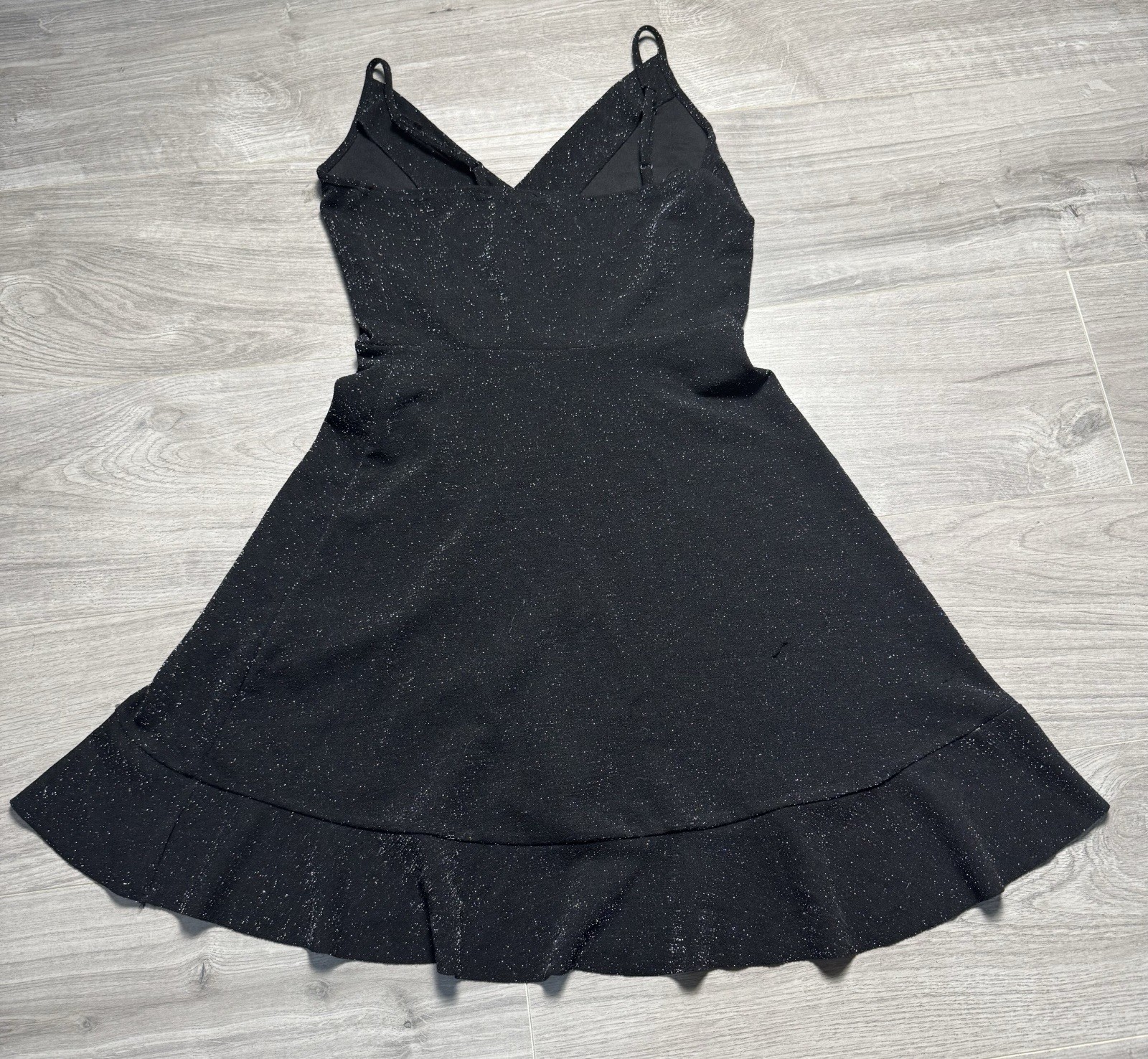New Look Black Glitter Mini Dress Strappy Wrap Style Size UK 8 BNWT