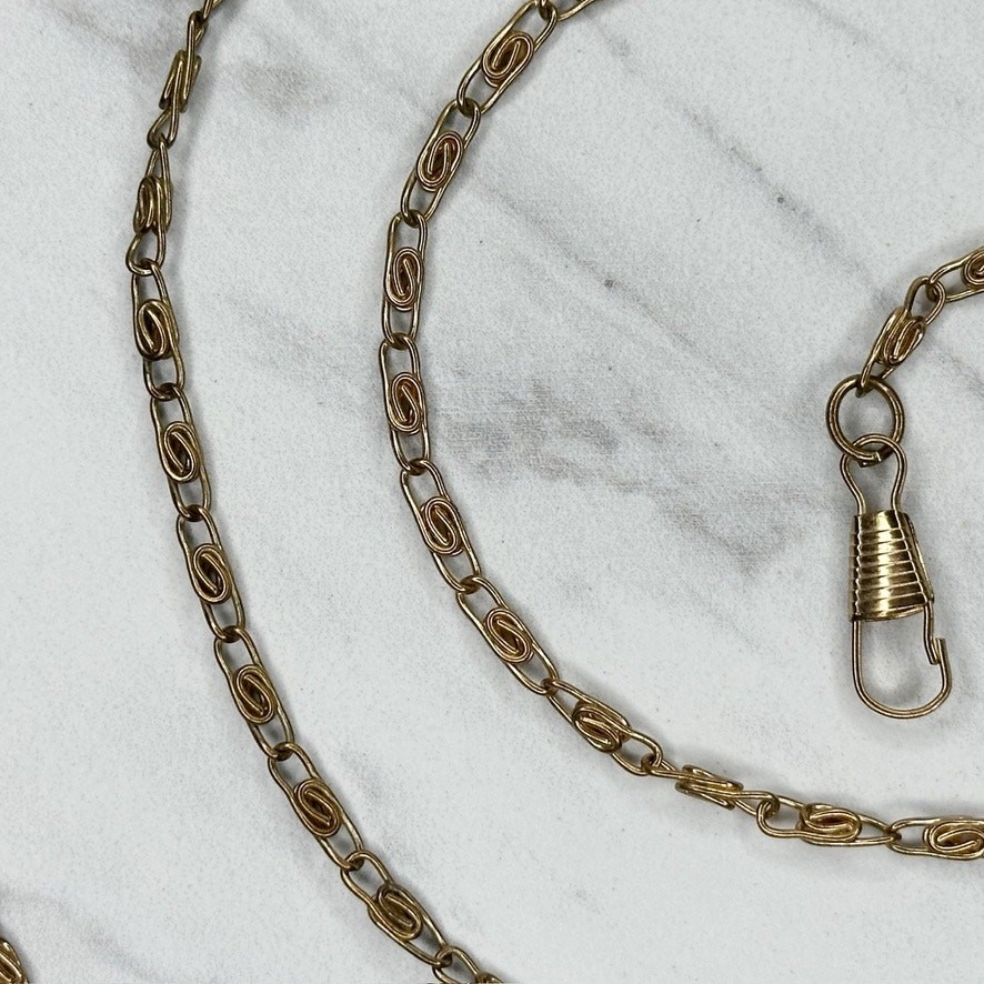 Skinny Gold Tone Swirl Chain Link Purse Handbag Replacement Strap 47″