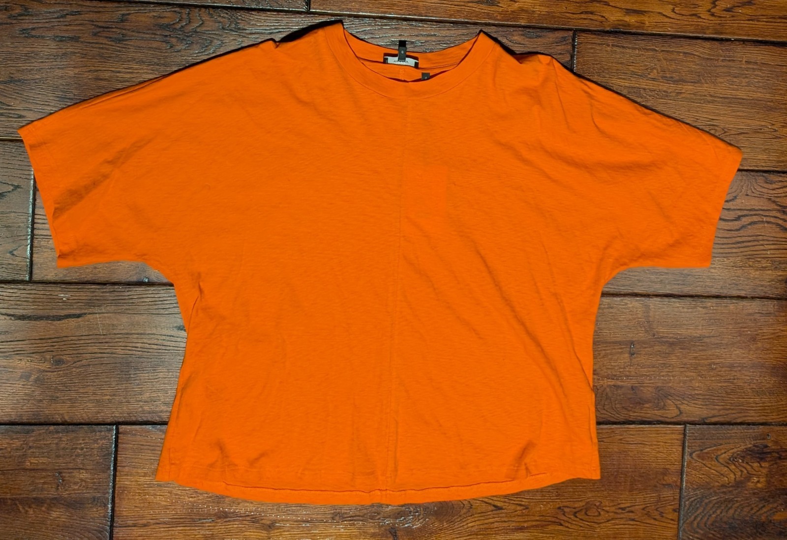 THEORY Women’s Seam Dolan Tee Neo Slub Cotton Jersey in Papaya Orange Size L NWT