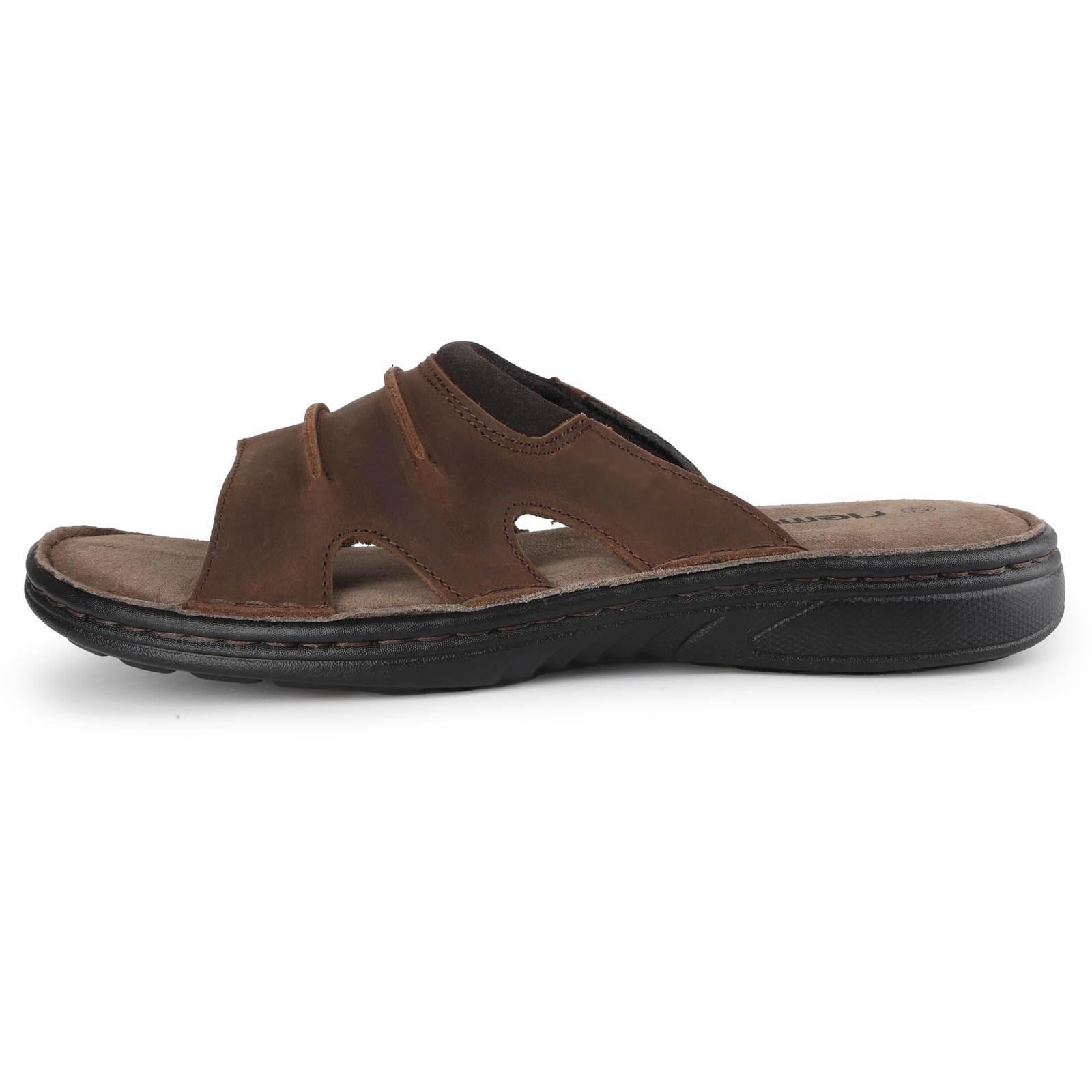 Mens Leather Slide Sandals Memory Foam Footbed Casual Walking Cushioning Slip On