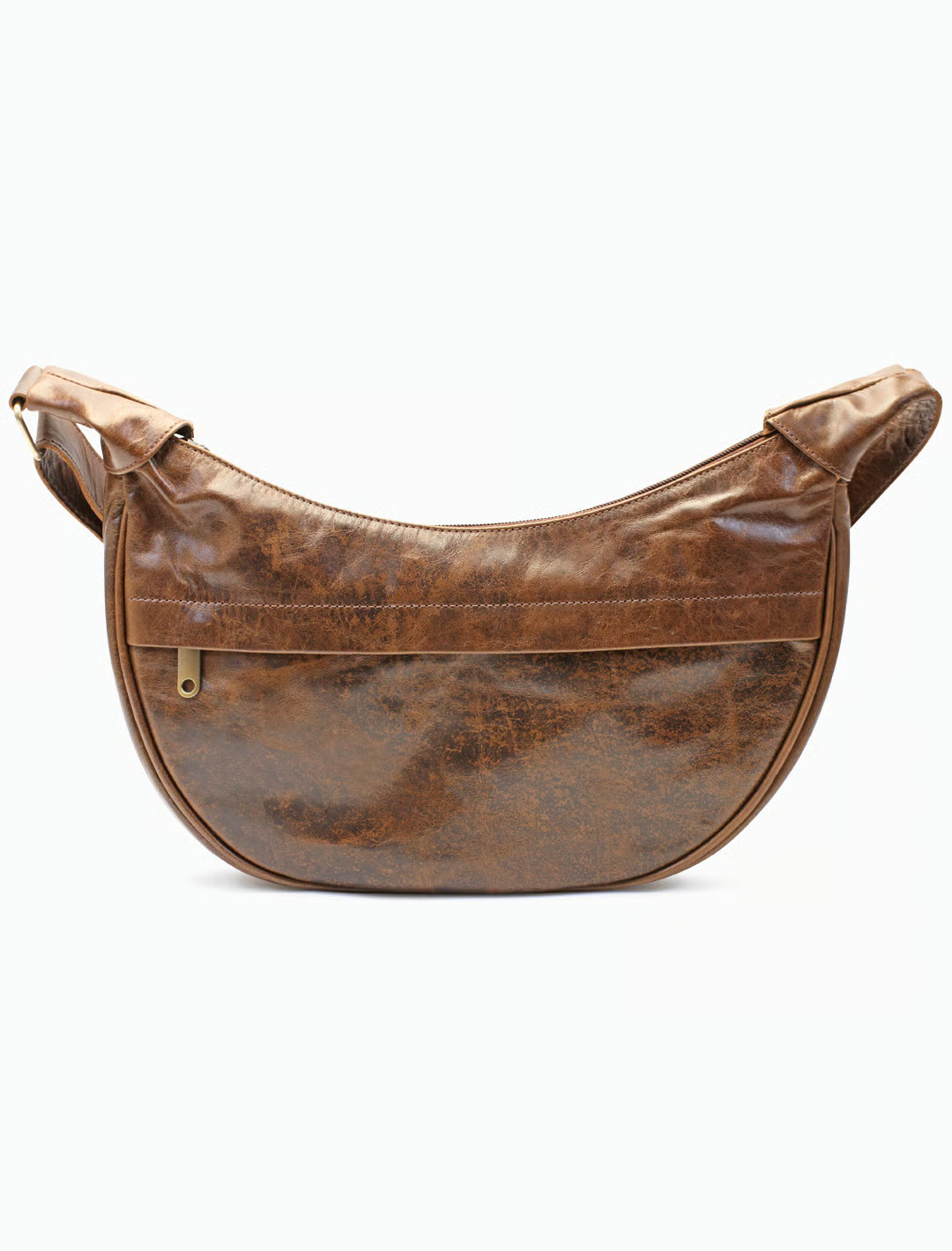 Crescent Brown Leather Hobo Bag | Half Moon Shoulder Bag