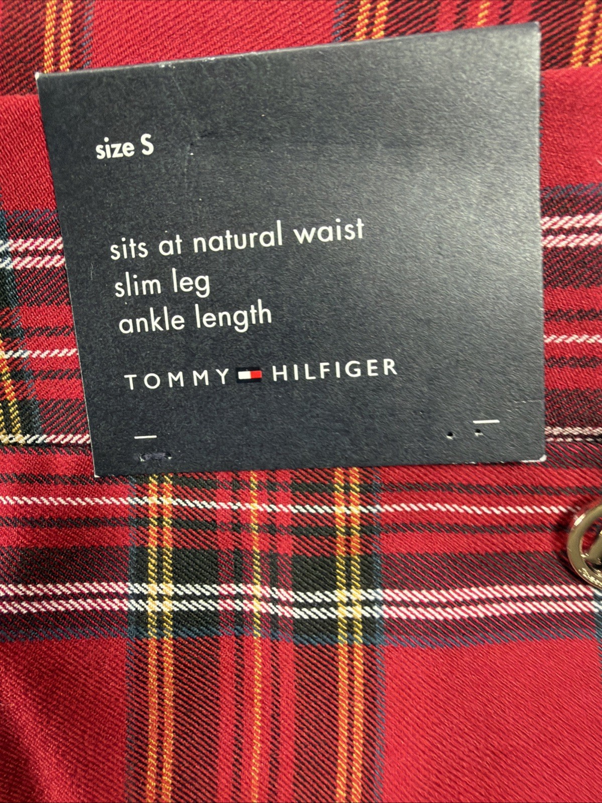 Tommy Hilfiger Tribeca Skinny Red Plaid Pants THFlex Stretch Size Small New!