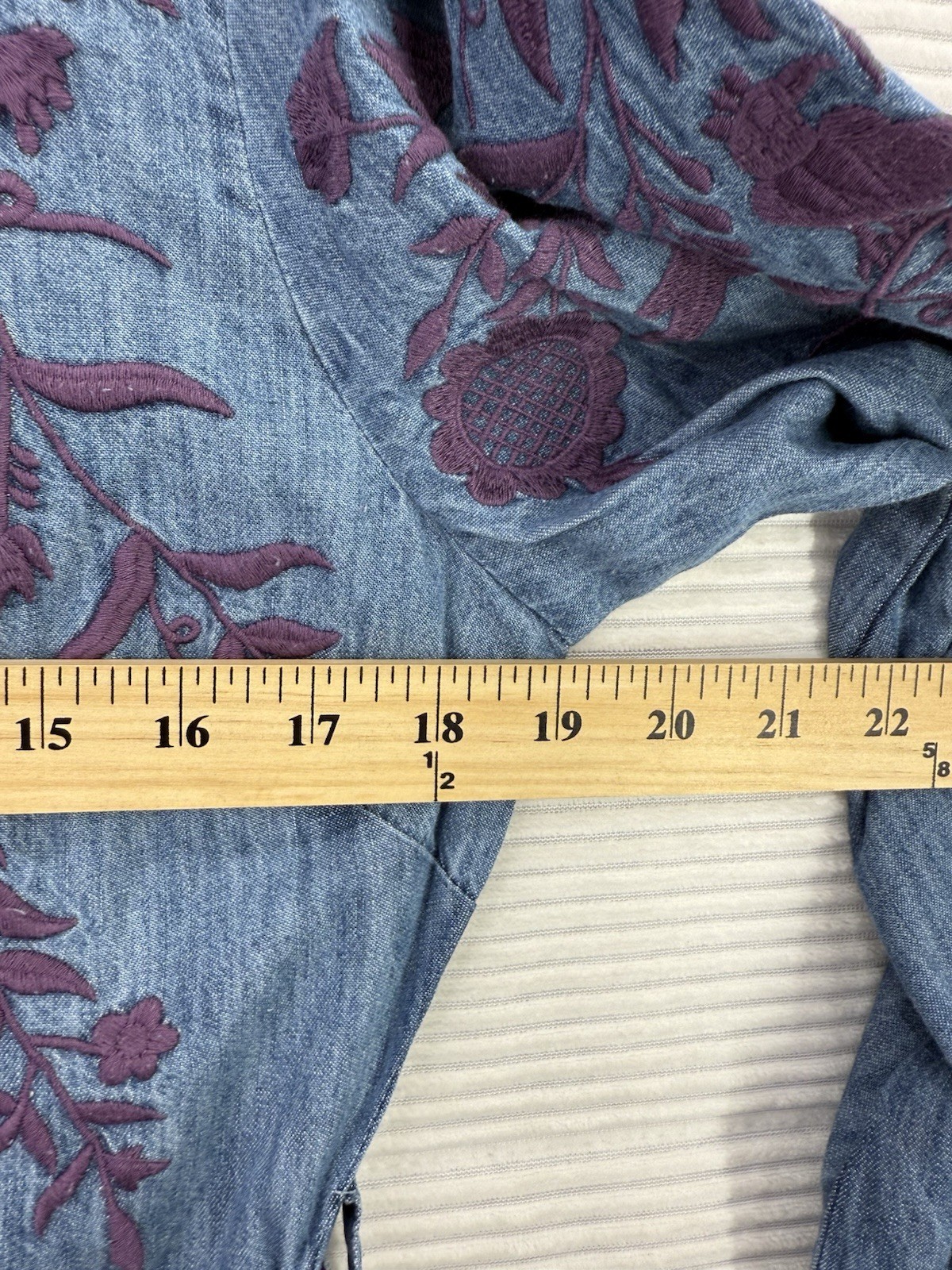 Sundance Catalog Jenny Mae Embroidered Denim Dress Belted Maxi Size S