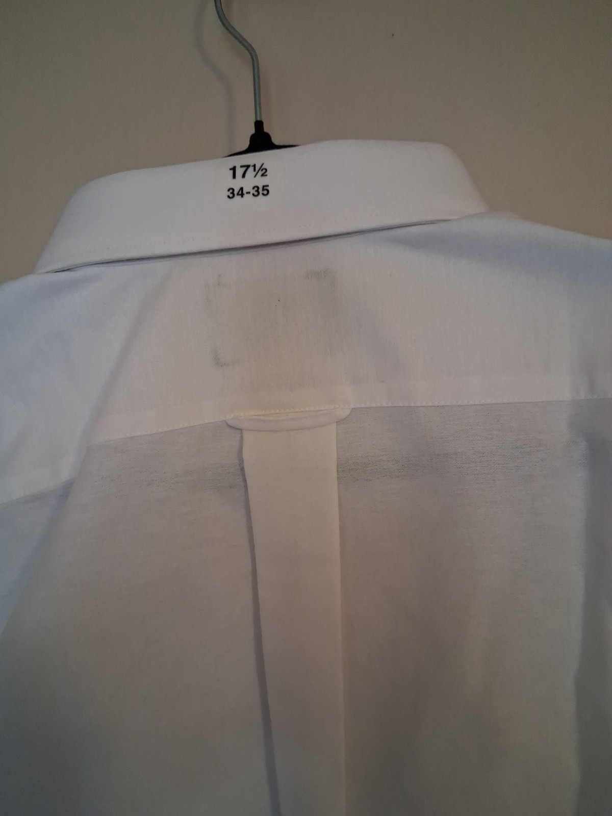 Stafford White Solid Wrinkle Free Button-Down Cotton Blend Shirt 17.5 34/35
