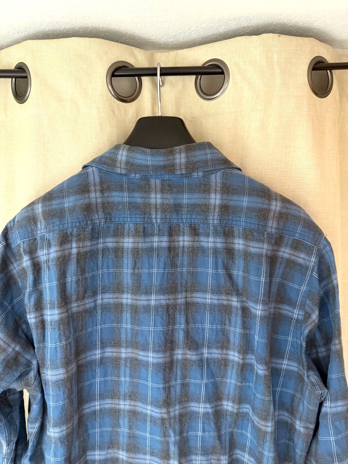 3sixteen – Lightweight Plaid Shirt – Blue Grey Black Check – XL – Made in USA
