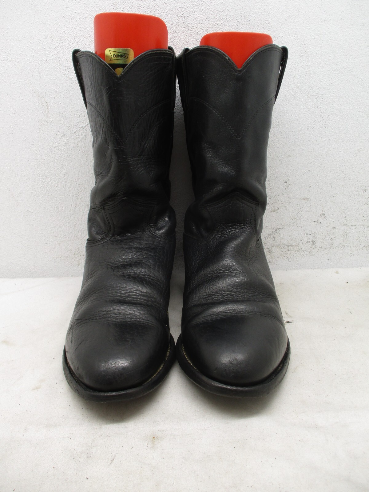 Justin Classic Black Bullhide Leather Roper Style 3187 Cowboy Boots Mens Sz 8 D
