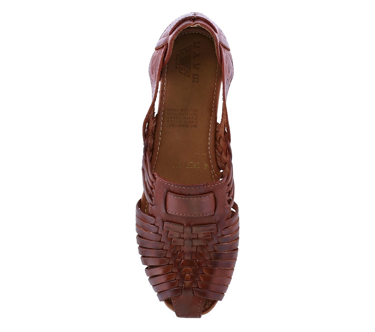 Womens Sandal Authentic Mexican Huarache Woven Leather Slip On Cognac Brown #110