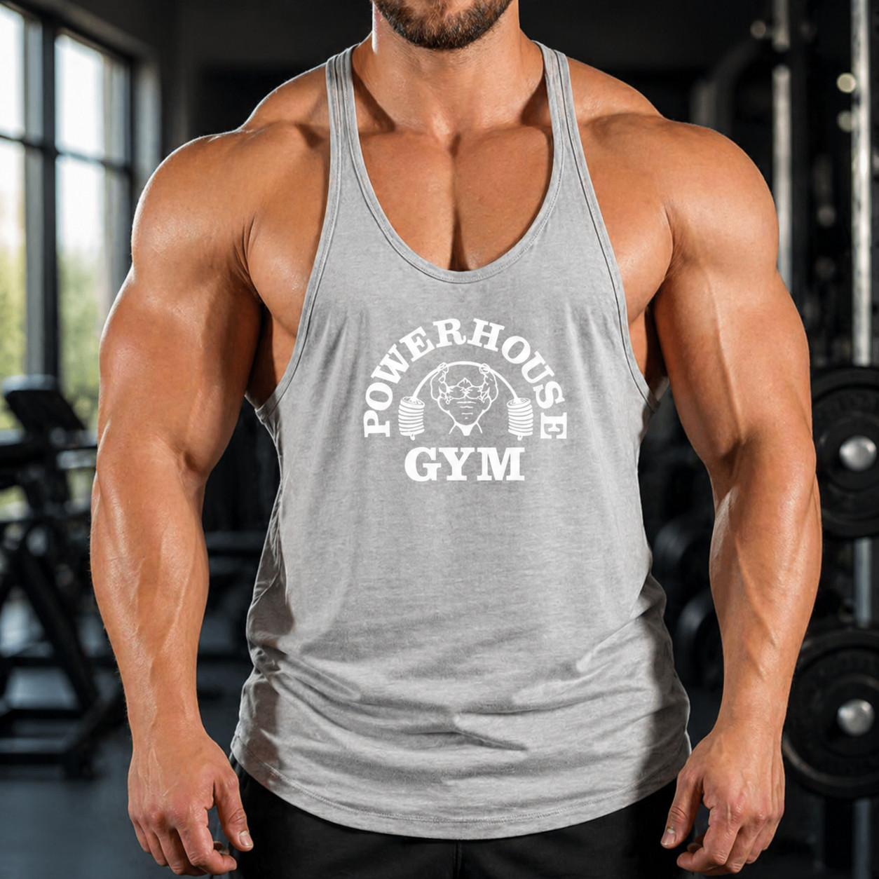 Men Tank Tops Sleeveless Y-Back Shirts Gym Stringer Bodybuilding Fitness Vest