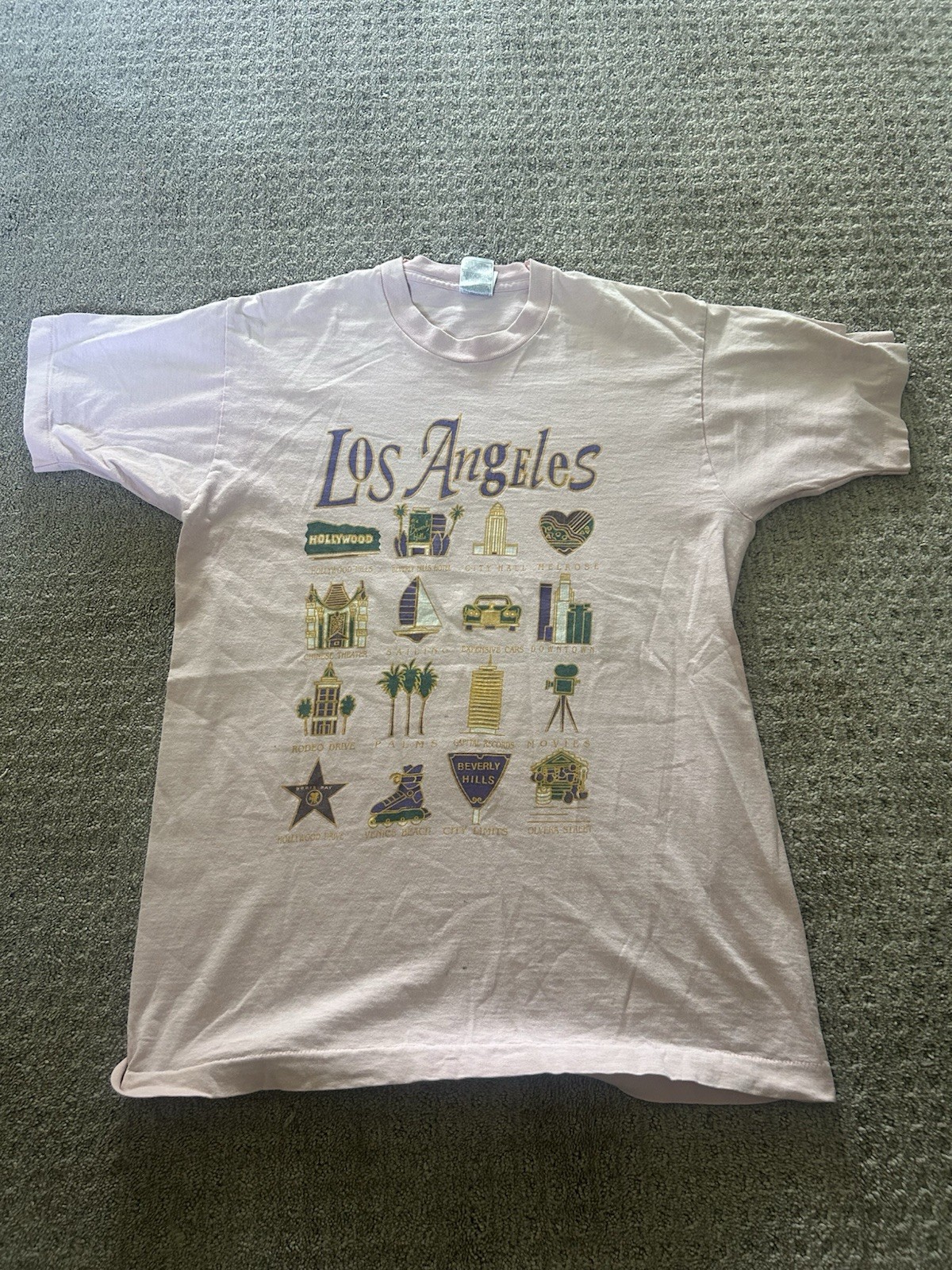 Vintage Los Angeles Shirt Size Large Pink California USA 90s Y2K City