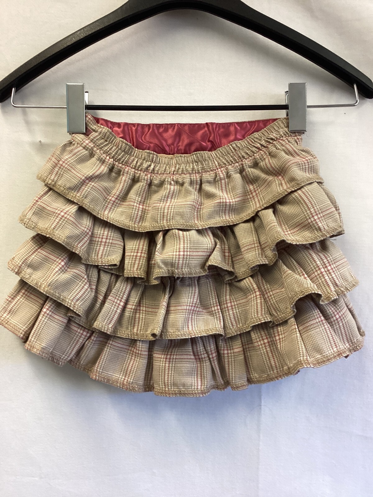 George Brown Pink Plaid Multi Ruffle Pull On Skirt girls sz 4
