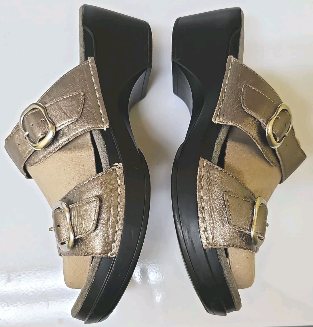 Dansko Sophie Platform Sandals Silver Metallic & Black Women’s 41 US 10.5 Staps