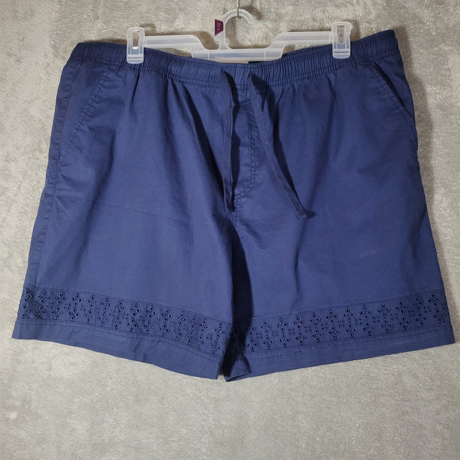 NWOT Old Navy Womens Drawstring Shorts 2XL Navy Blue Eyelet Trim Elastic Waist