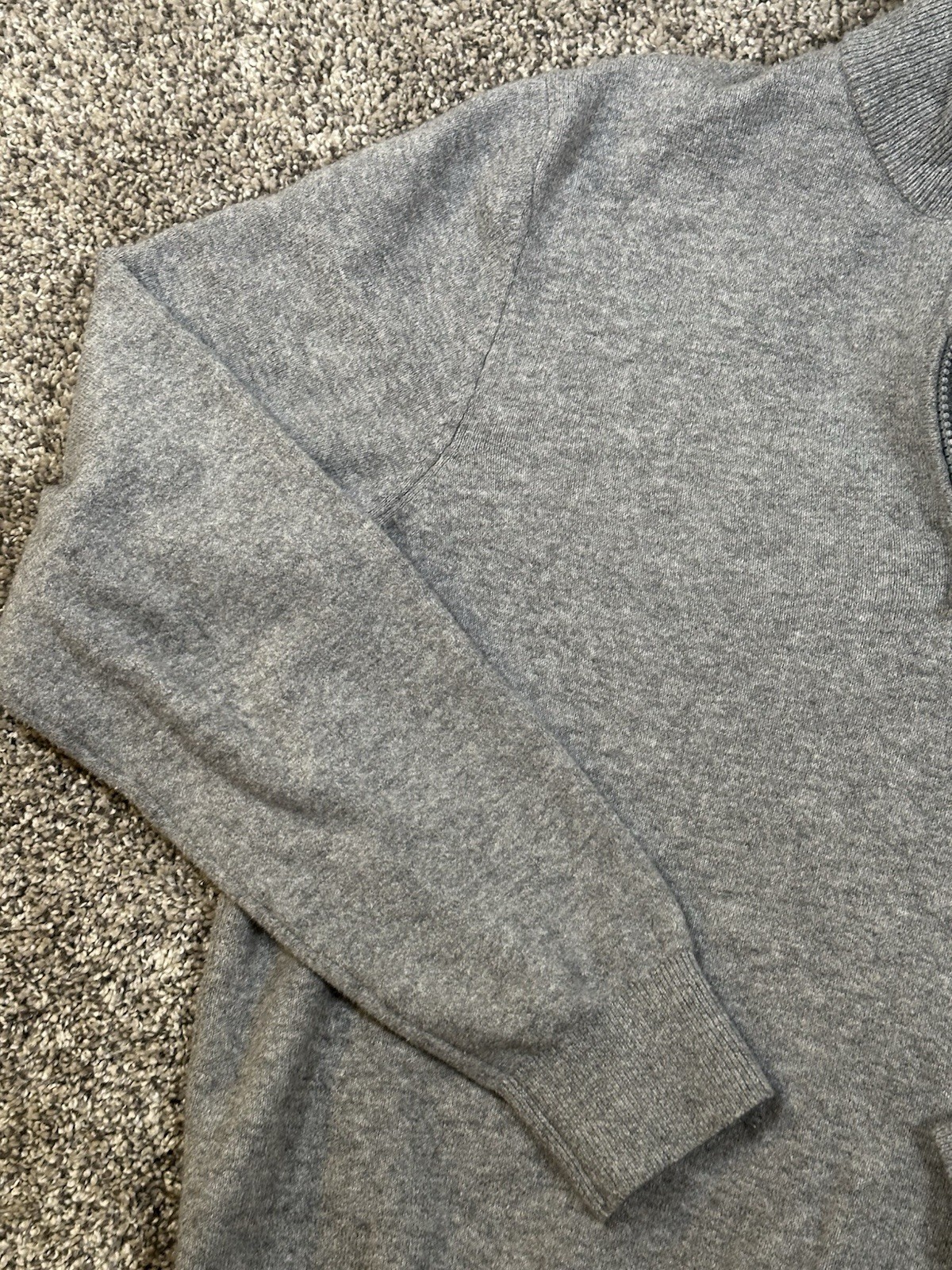 Faherty 1/4 Zip Pullover Sweatshirt Mens M Grey Casual Soft Cotton Nylon Poly
