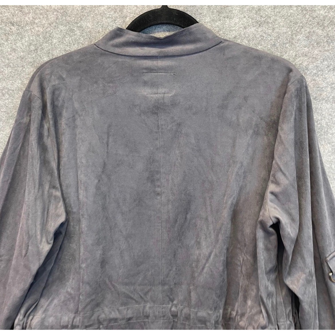 KUT FROM THE KLOTH Dianne Jacket Women Large Gray Faux Suede Drape Front Cinch