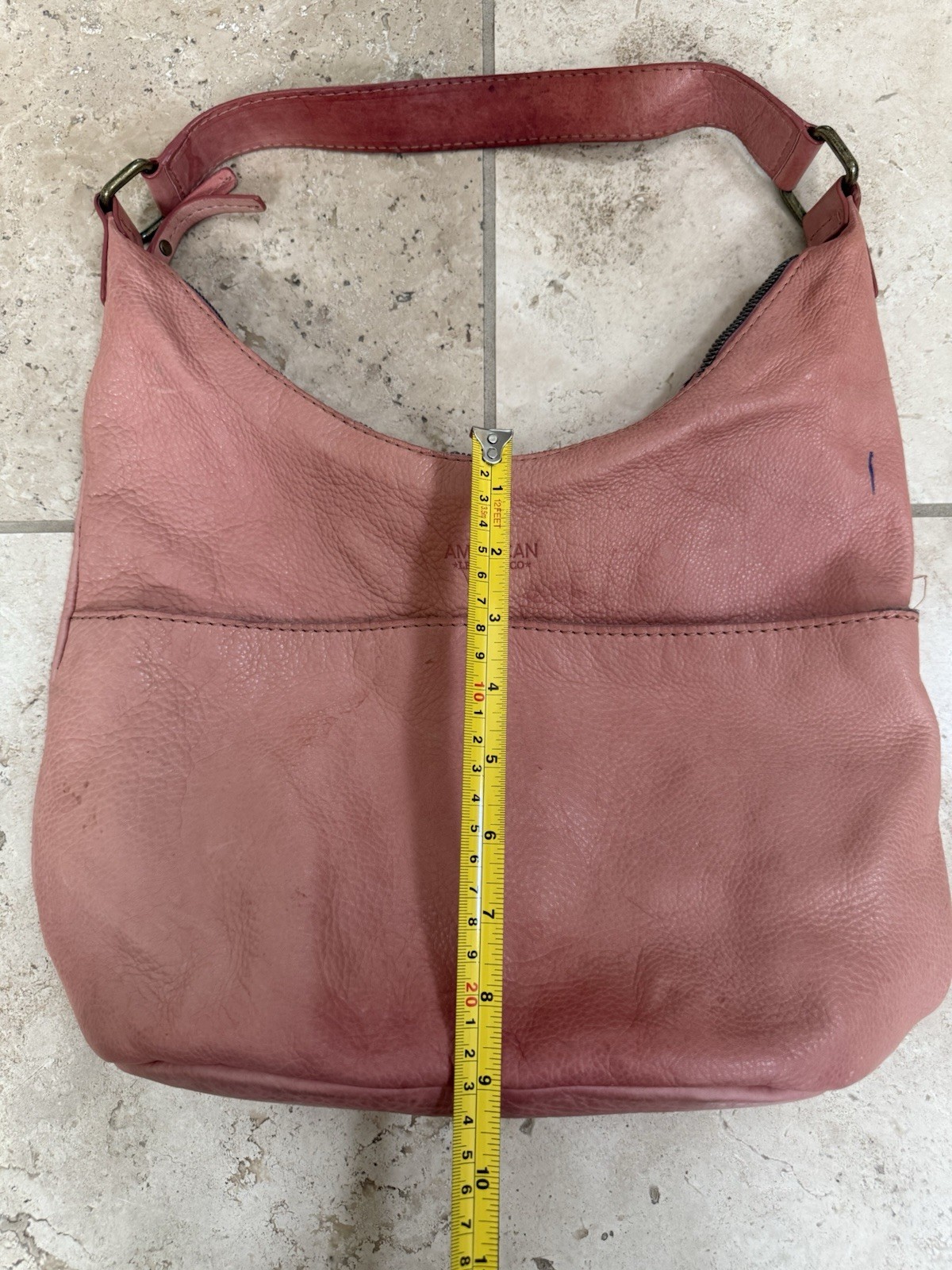 American Leather Co Shoulder Leather Handbag Pink 10×14 Vintage Good Condition