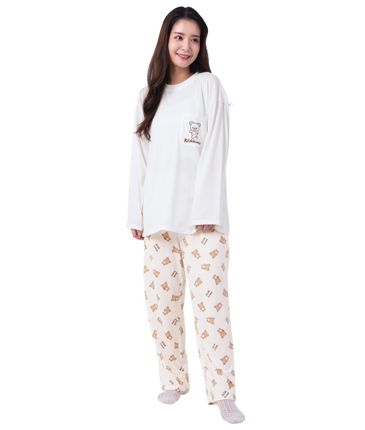 SAZAC Rilakkuma Set-Up Pajamas, Ladies, Long Sleeves and Pants, Size L