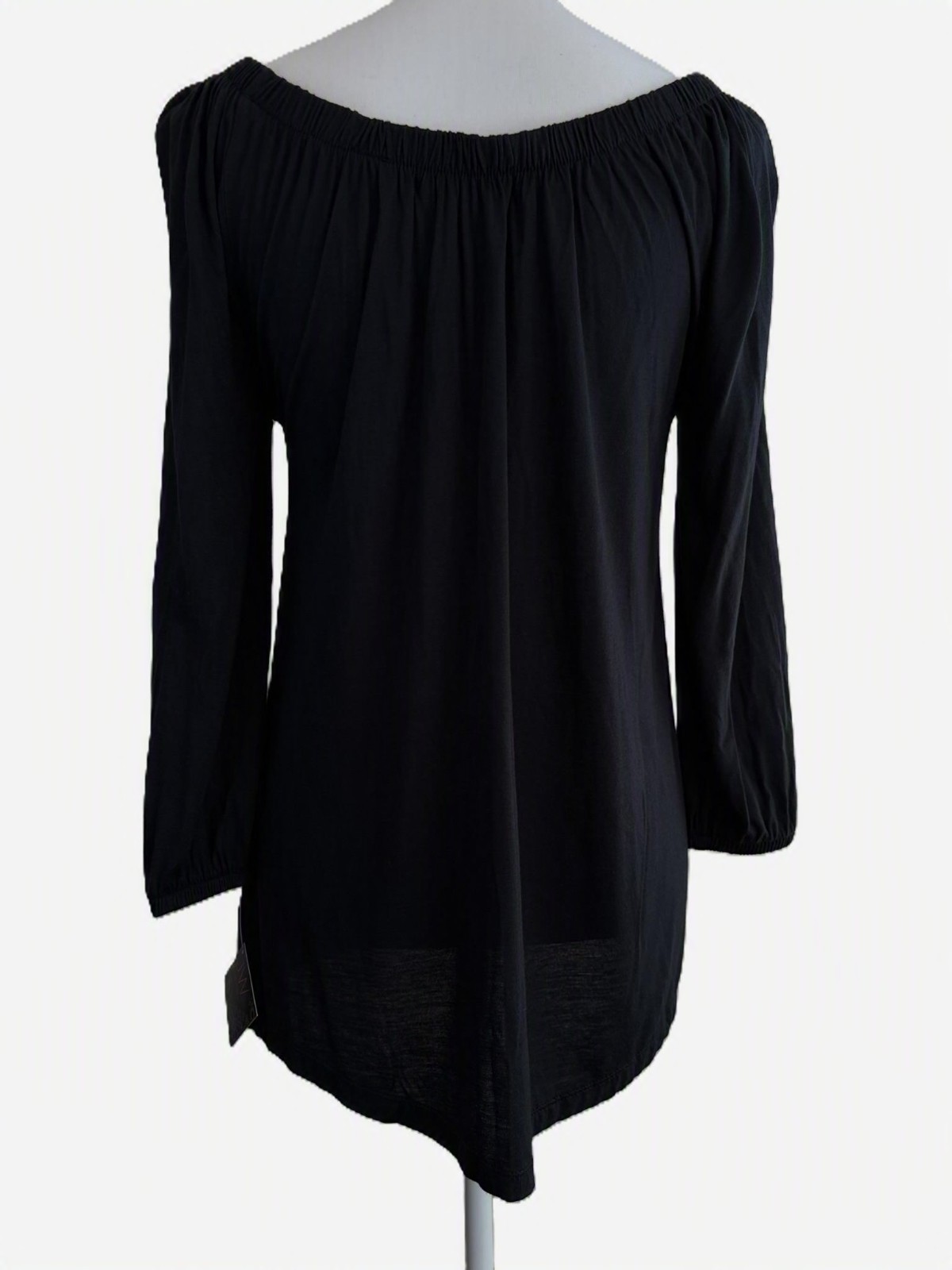 NWT JW Style Womens Medium Black Off Shoulder Long Sleeve Knit Top Boho Casual