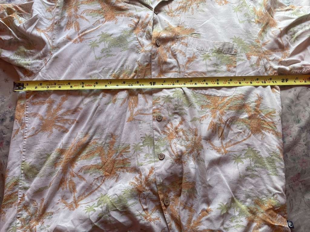 Ocean Pacific Men’s L 100% Silk Hawaiian Palm Tree Short Sleeve Shirt Cream