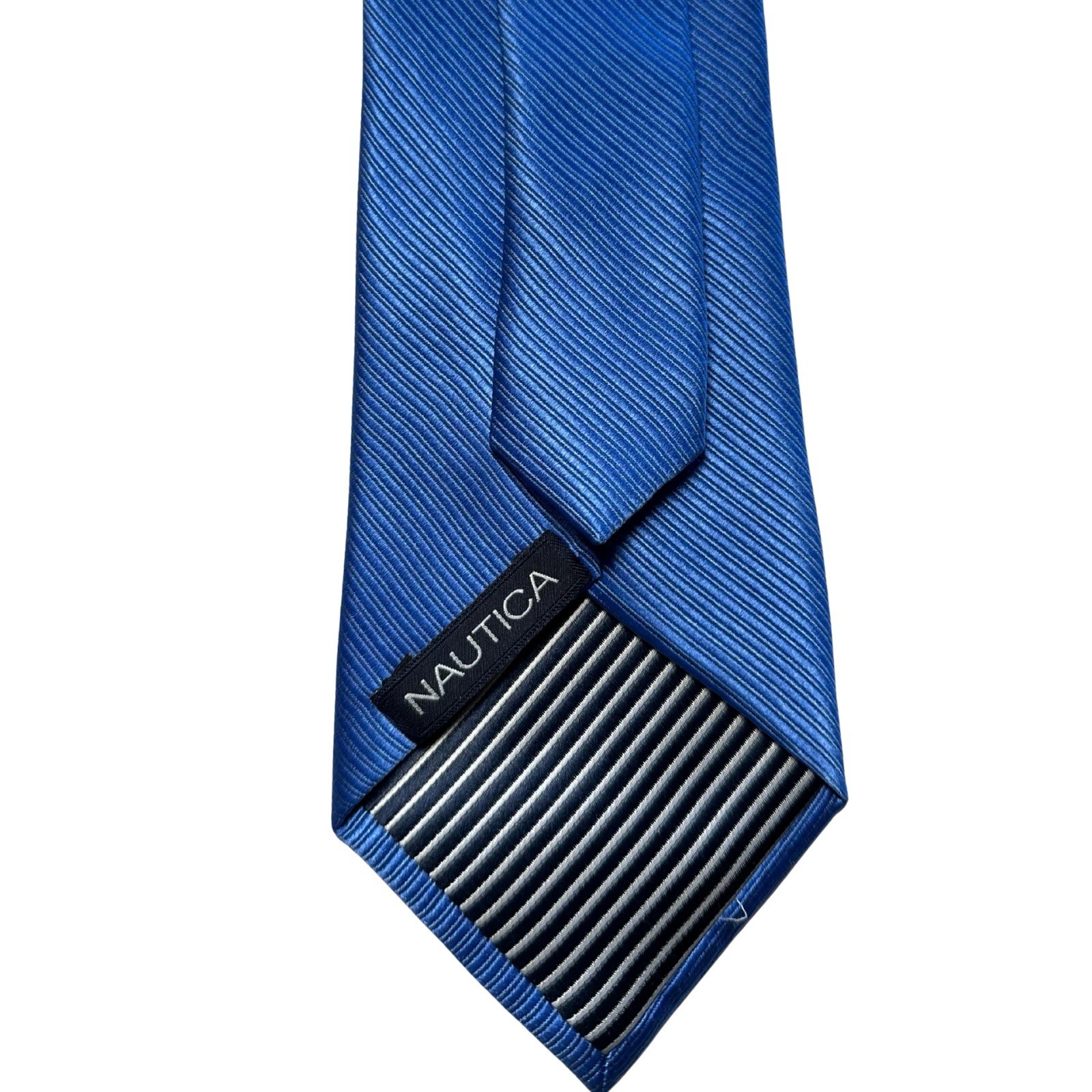 Nautica Blue Solid 100% Silk Necktie 59 X 3.5 All Occasions Beautiful Tie!