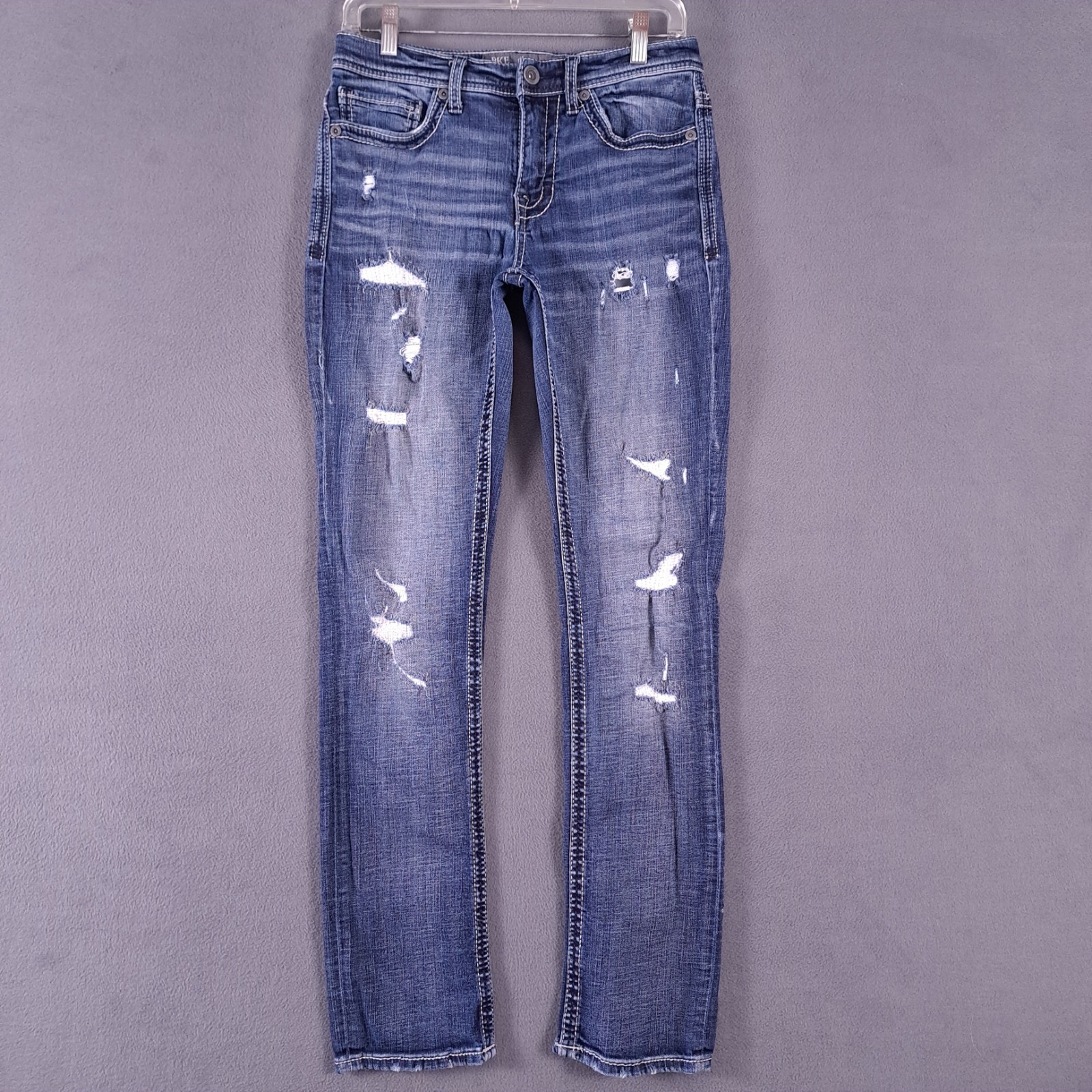 Buckle Jeans Mens 30 L Blue Denim BKE Alec Straight Leg Distress Puckering
