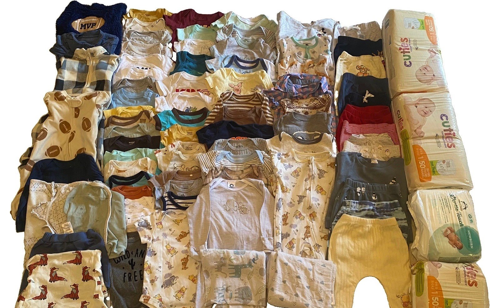 Huge Lot Boys Clothes 0-3 3-6 Months Newborn Diapers Millie Moon Disney Carters