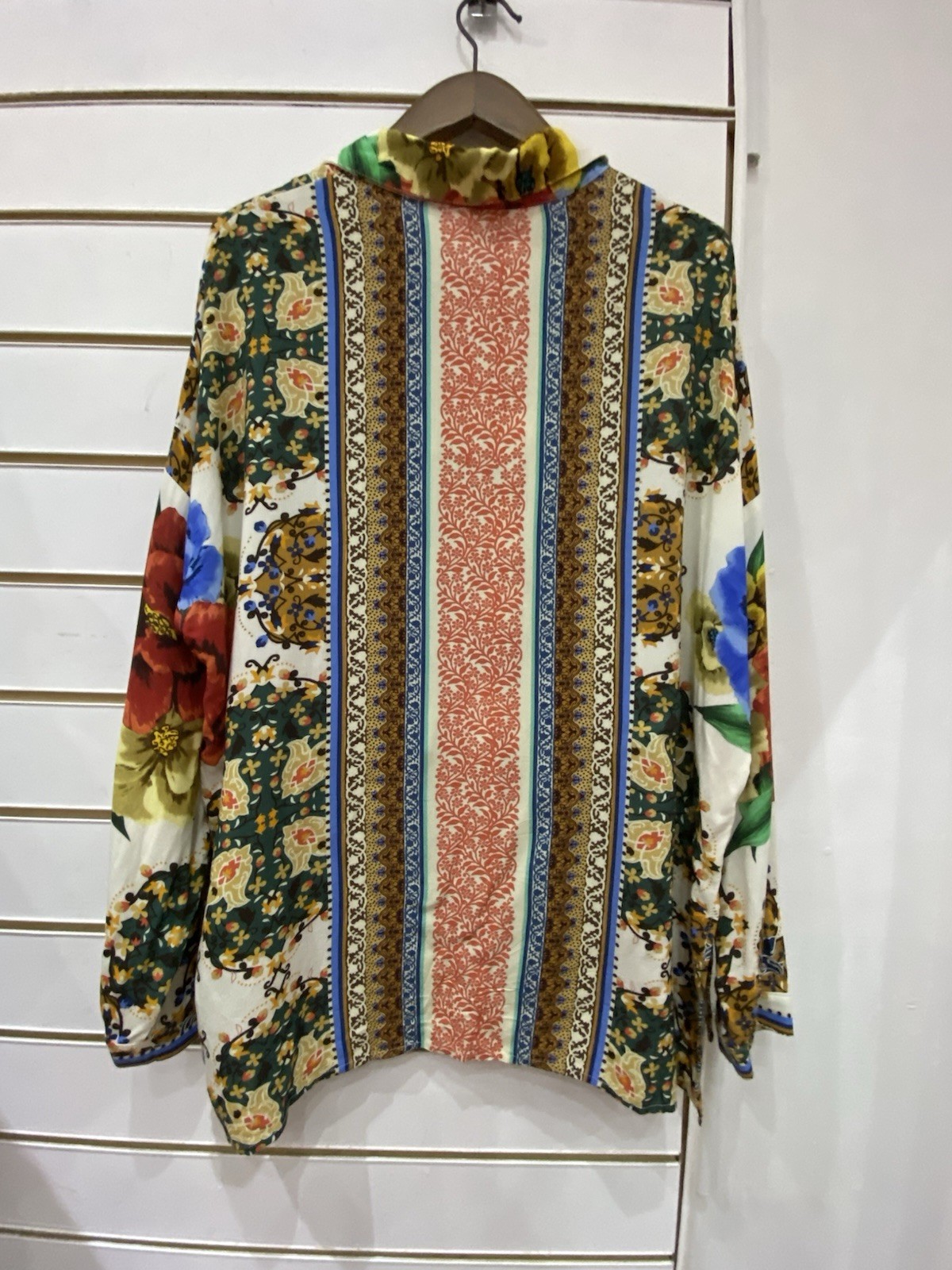 FARM Rio de Janeiro Multicolour Floral Collared Tie Neck Tassel Blouse size M
