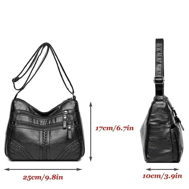Women’s Soft Leather Crossbody Bag, 2026 Retro Multi-pocket Shoulder Handbag USA