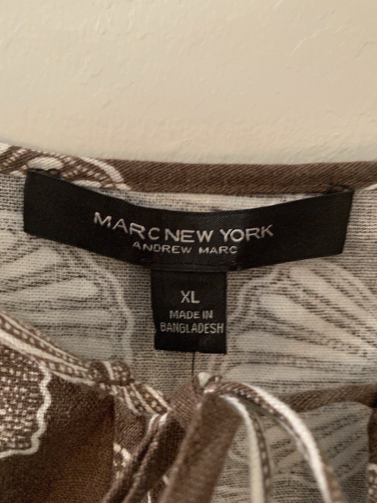 MARC NEW YORK XL Brown Cream Seashell Tie Front Blouse M6MTB661 NWT retail $69