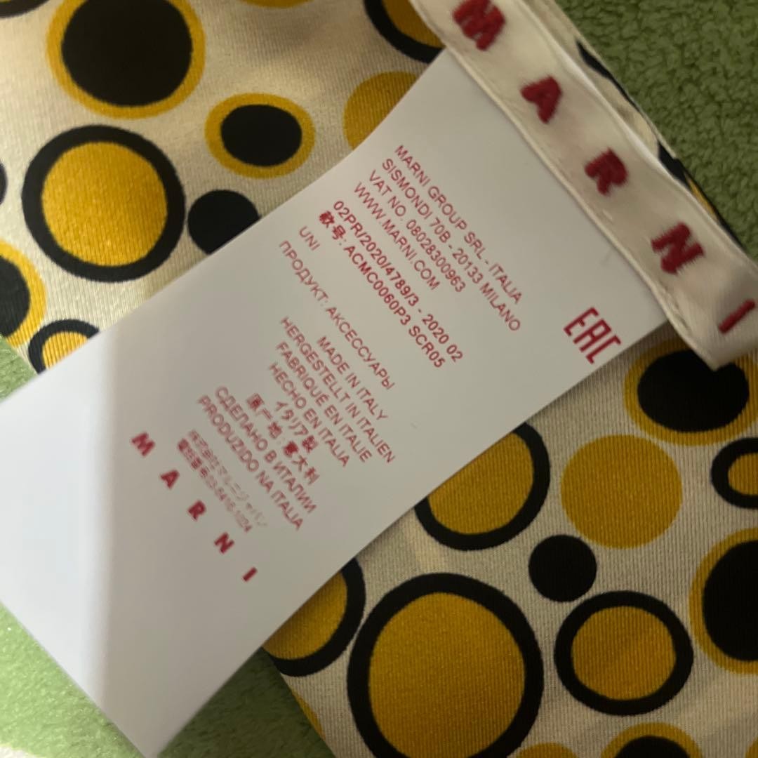 [EXC] MARNI Silk Scarf Geometric Dot Pattern Black Yellow White w/Box From JAPAN