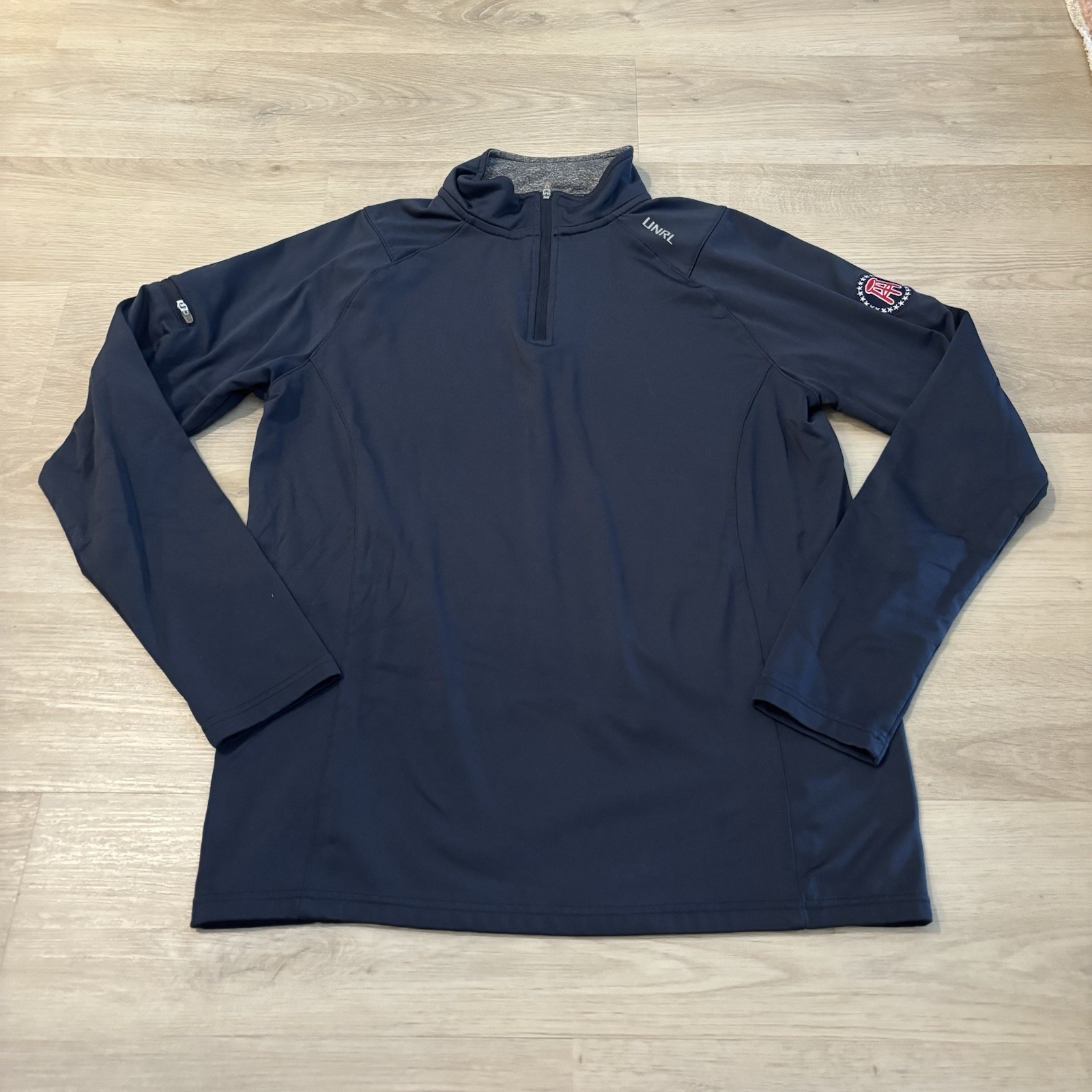 UNRL Pullover Men’s Small Blue 1/4 Zip Polyester Mock Neck Barstool Golf