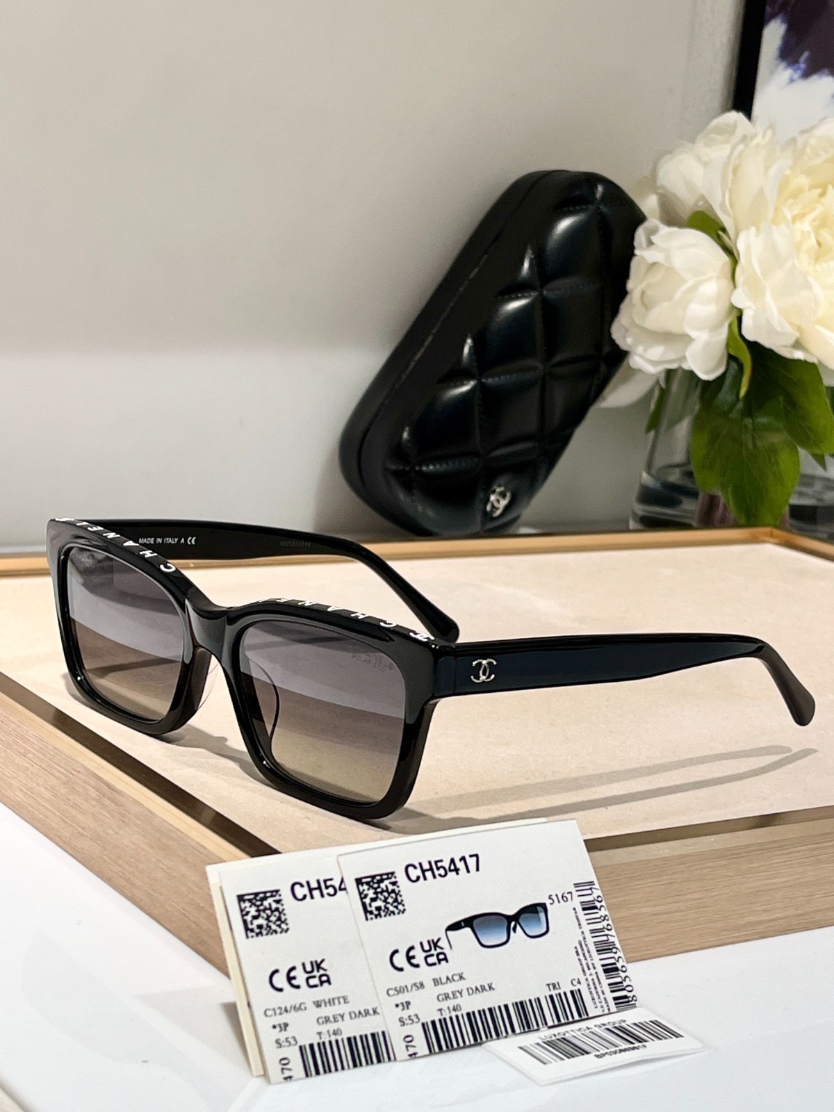 CHANEL CH5417 C501/S8 Polarized Square Sunglasses Black Gray Gradient