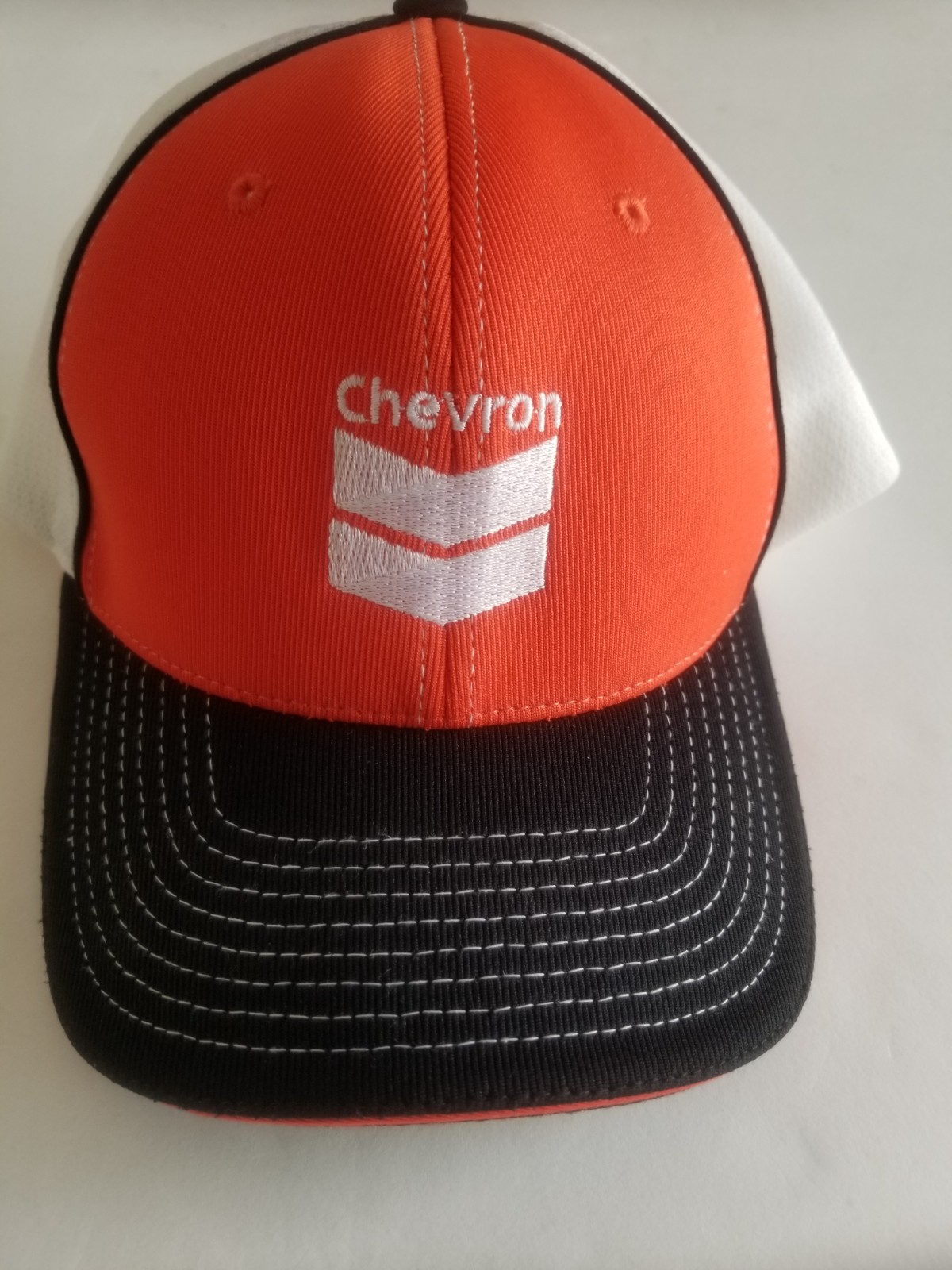 Chevron Orange/White/Black Baseball Cap Embroidered Ad Logo LG/XL