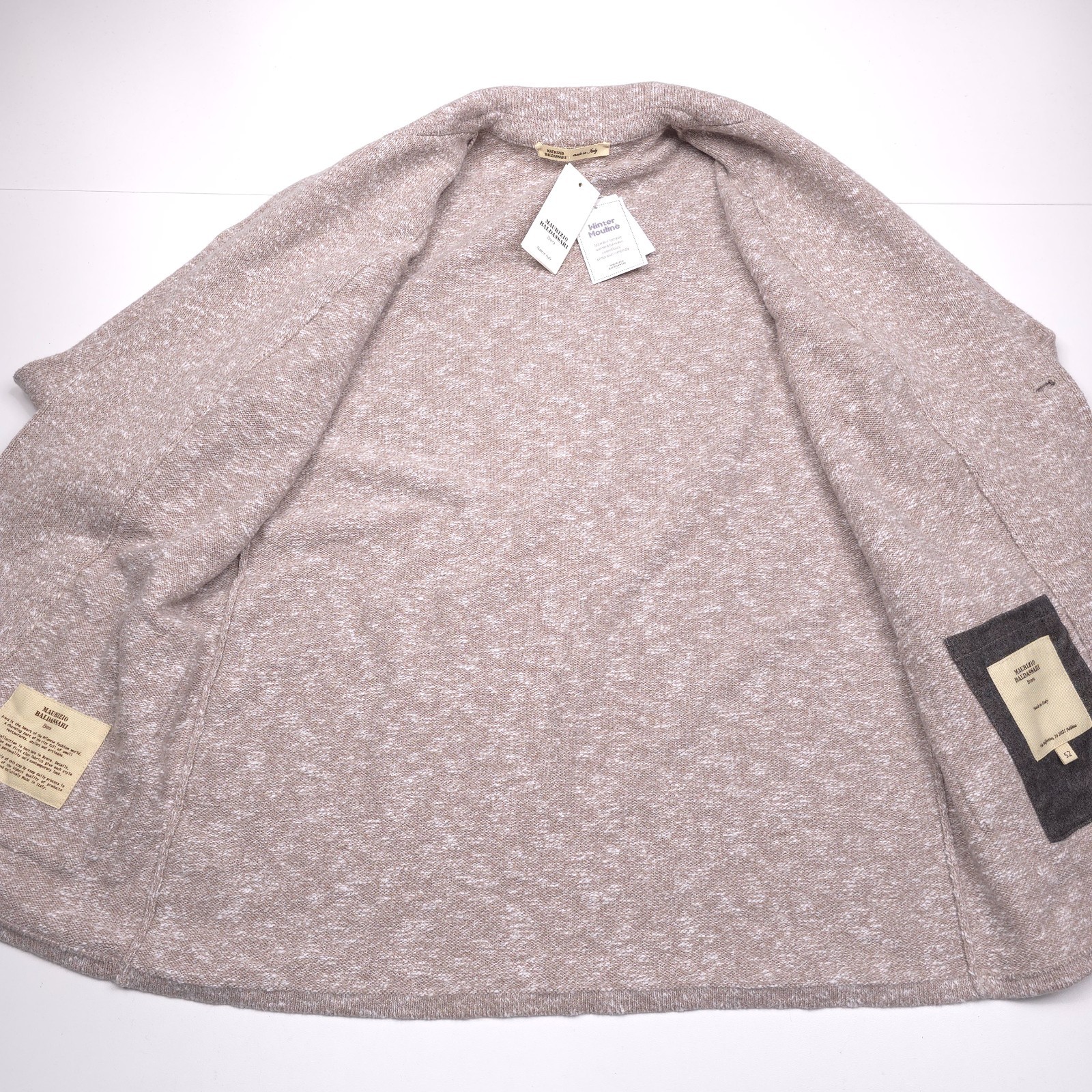 Maurizio Baldassari Winter Mouline Sweater Jacket Mens Size Italy 52 Tan Swacket