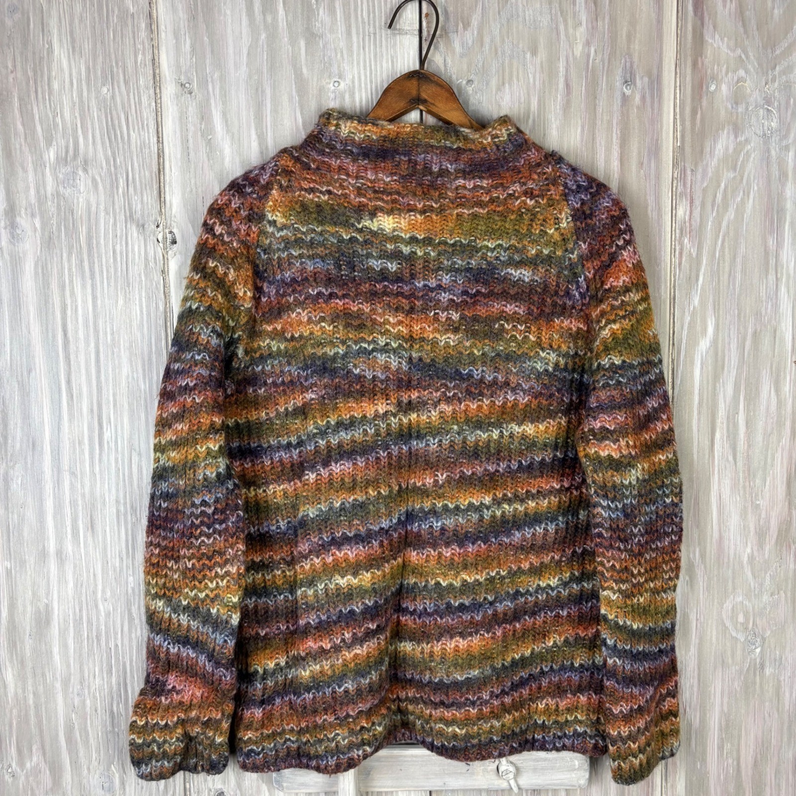 Jones New York Sport Space Dye Wool Blend Mock Neck Sweater Womens L Colorful