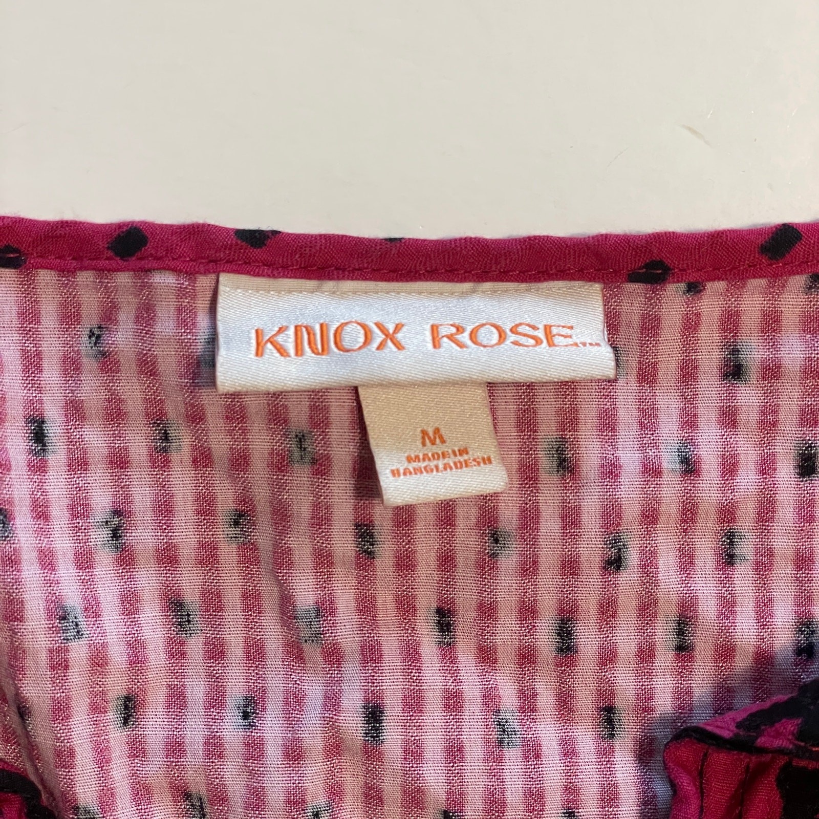 Knox Rose Embroidered Peasant Top Womens Medium Hot Pink & Black Boho Babydoll