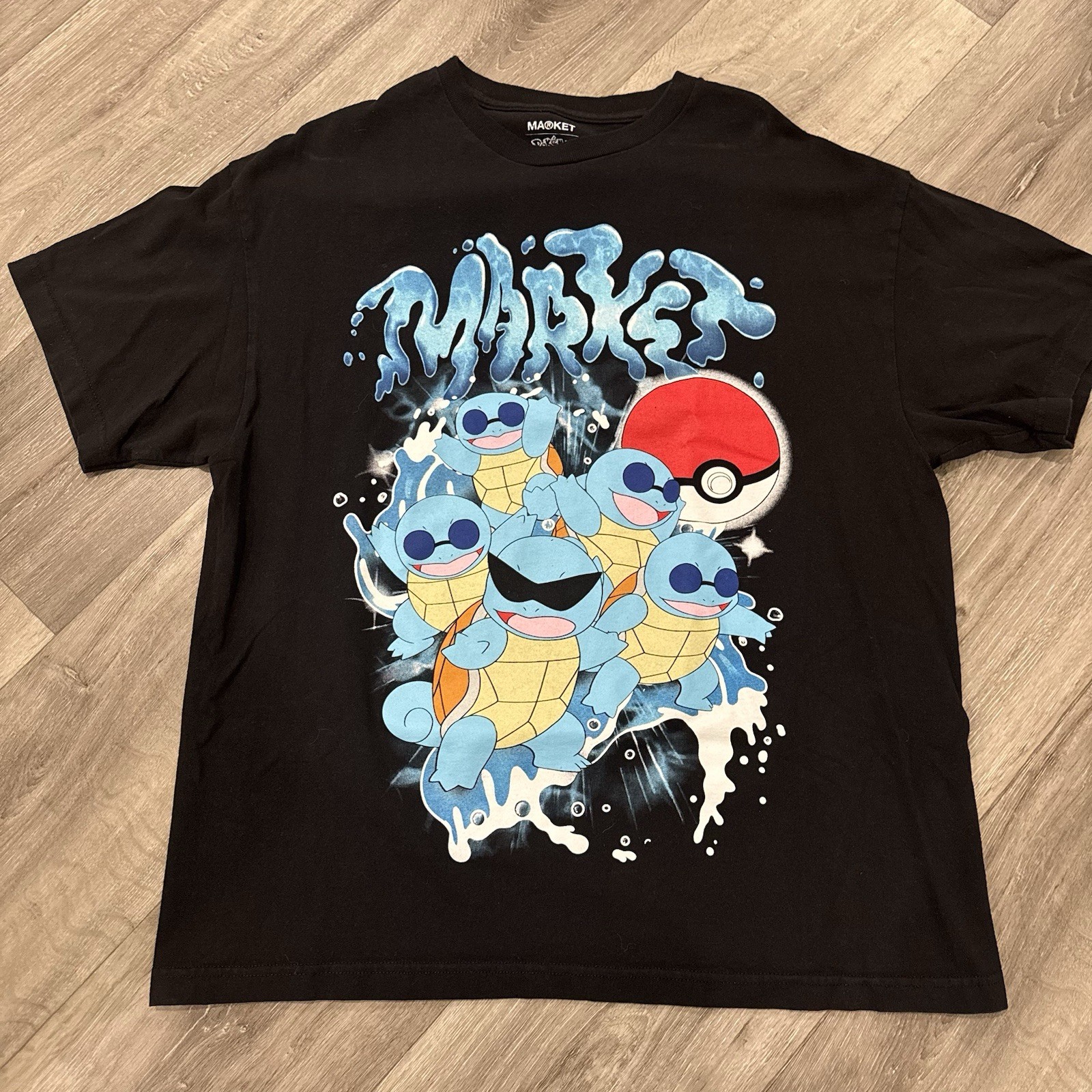 Pokemon Squirtle Squad Graphic T-Shirt Mens Size XL Black Chinatown Market
