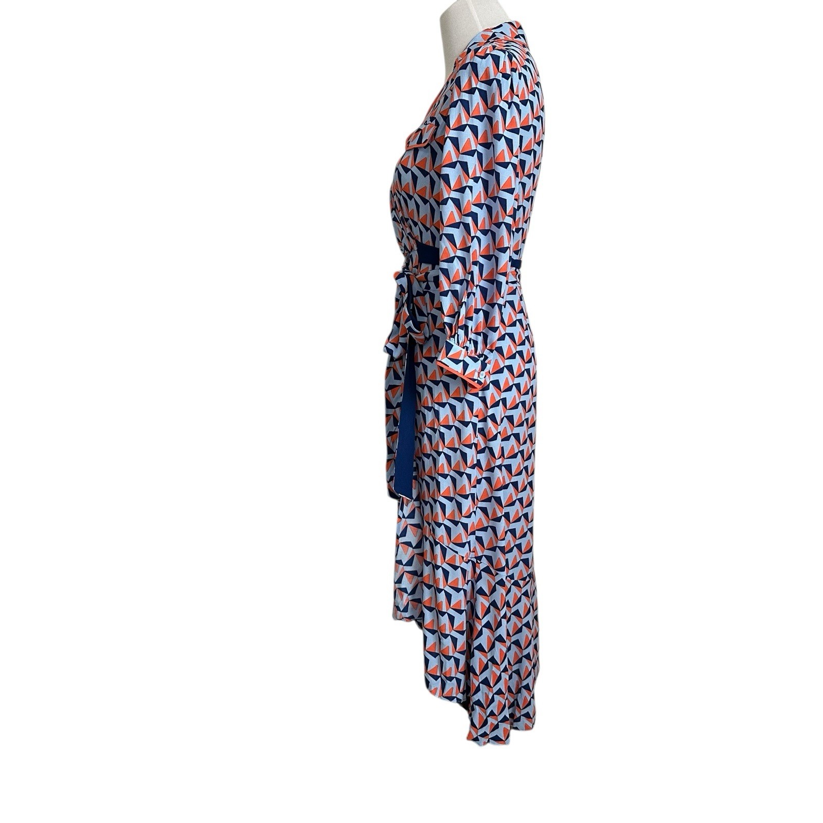Diane Von Furstenburg Womens Ana Crepé Wrap Dress Sz 8 Geo Print 3/4 Sleeve