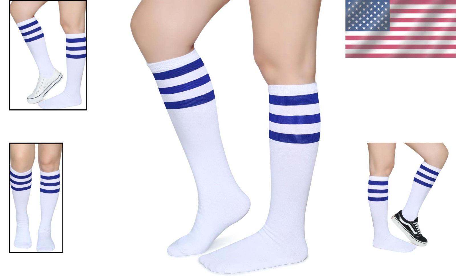Luxuriously Soft Triple Stripes Cotton Knee High Tube Socks for All Occasions