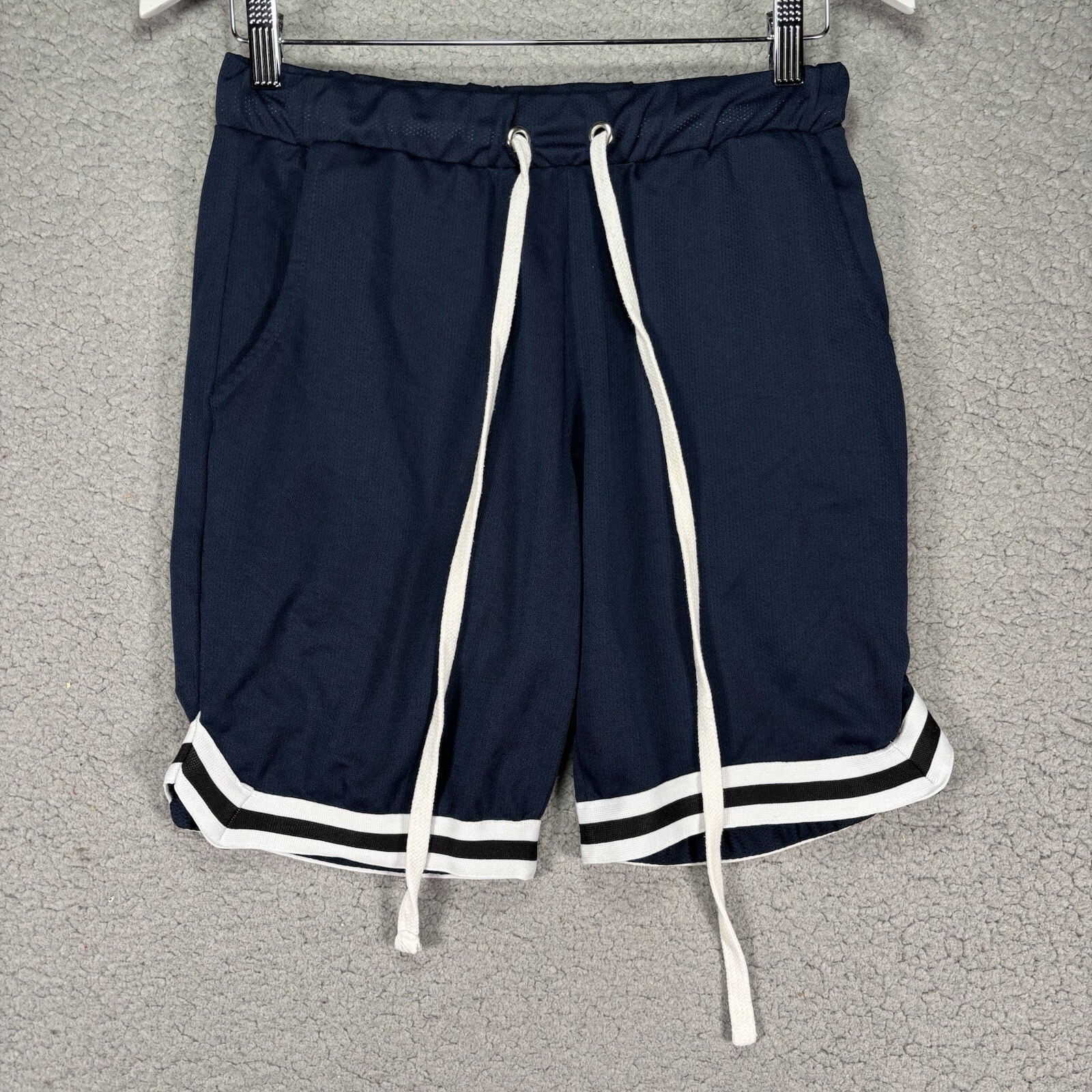 Man Boohooman Athletic Shorts Mesh S Navy Breathable Elastic Waist Drawstring